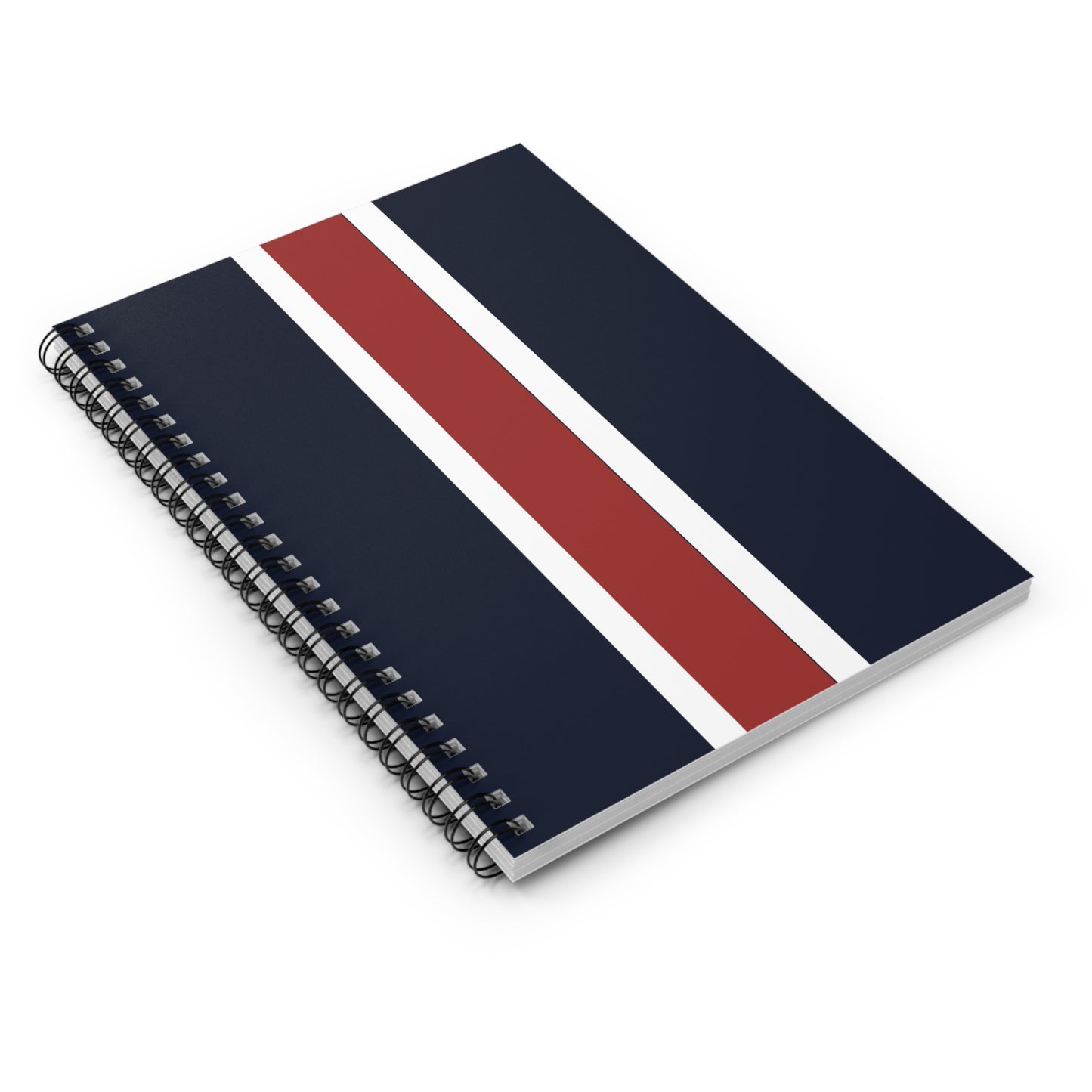 Lunar Midnight & Red-White Striped Stylish Spiral Notebook - Ruled Lines, Perfect for Students, Journaling, Note-Taking, Gifts, and Organizing