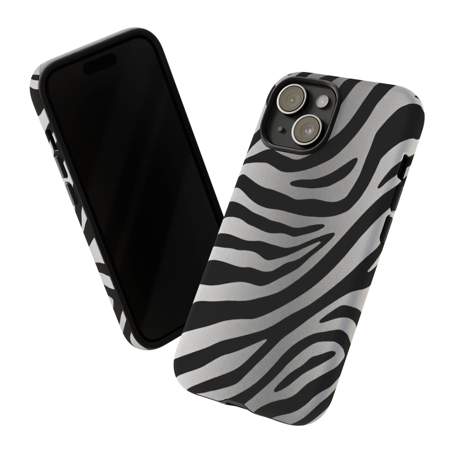 Zebra Print Tough Phone Case - Silver