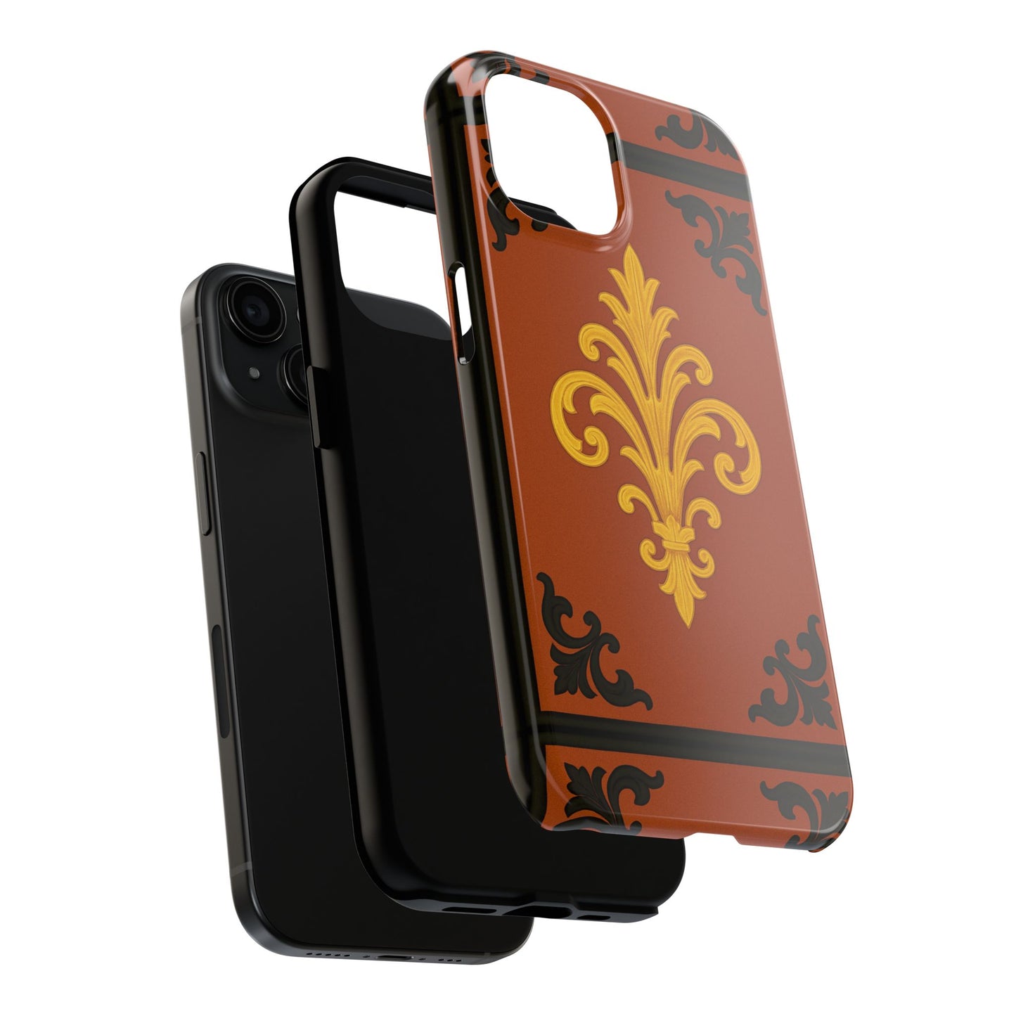 Dusk Terracotta Baroque Tough Phone Case — Vintage Baroque Design, Protective iPhone Cover