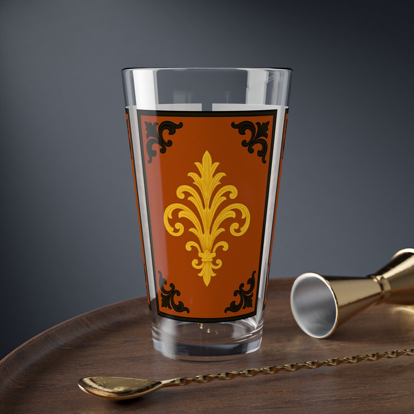 Dusk Terracotta Baroque Mixing Glass — 16oz Cocktail Mixing Tumbler