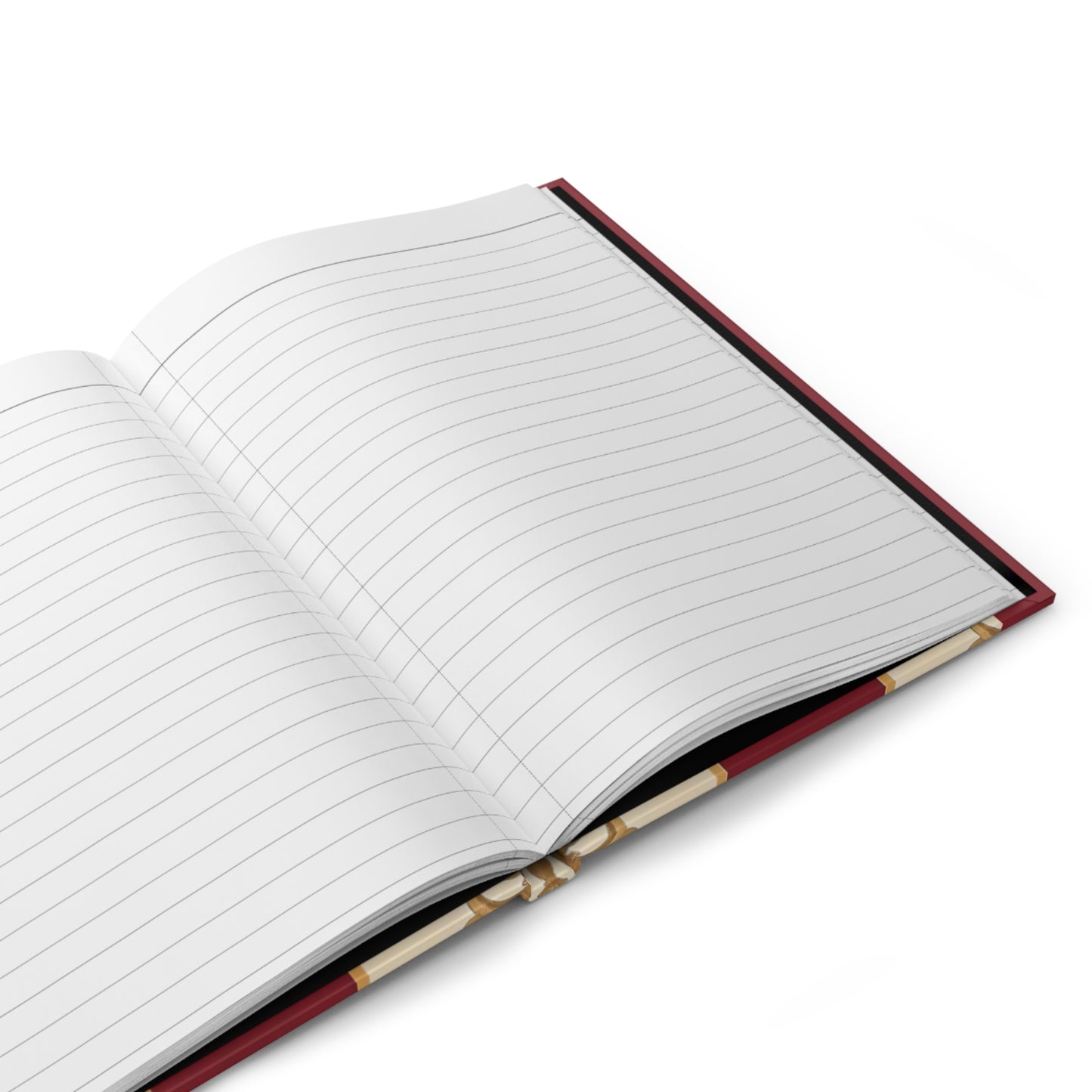 Elegant Floral Motif Hardcover Journal - Stylish Writing Notebook - Dusk Red Striped Gold Damask