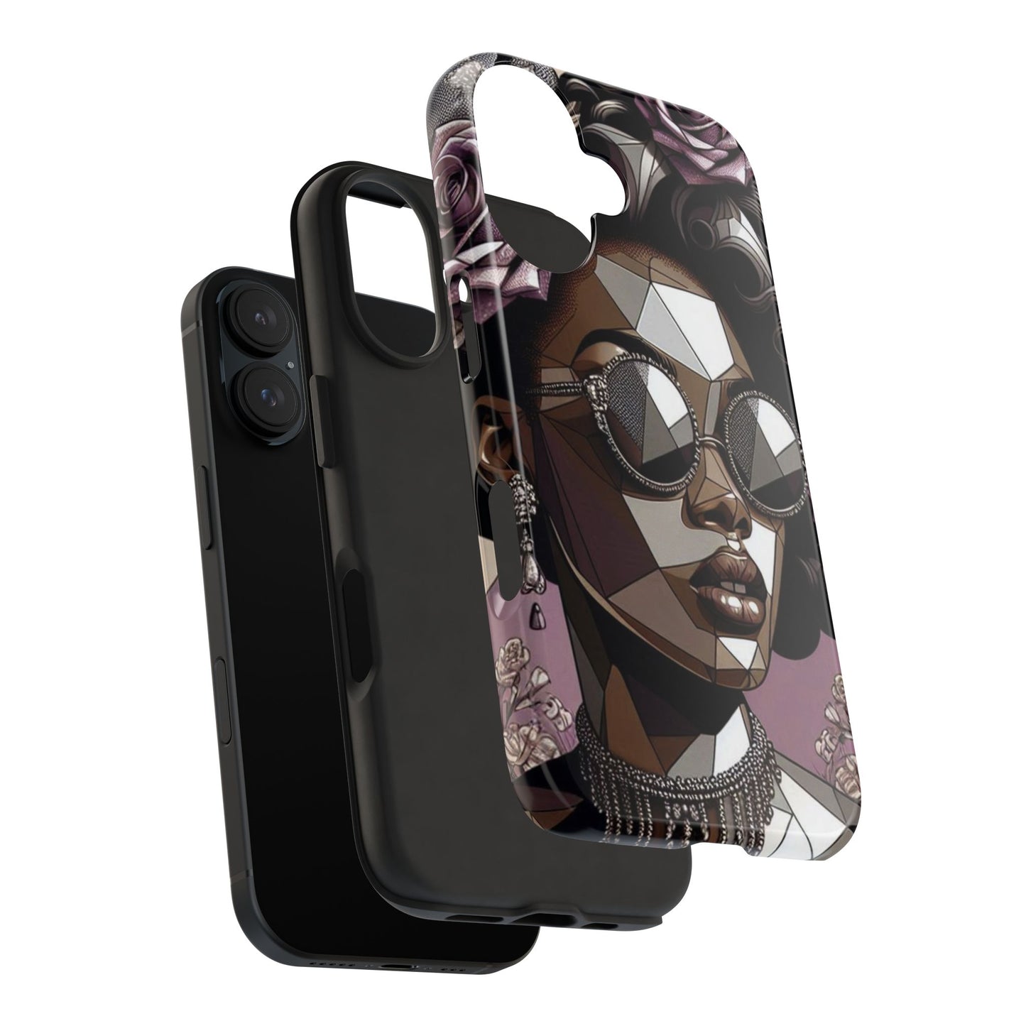 Chic Geometric Phone Case, Stylish Tough Case for Women, Unique Gift, Floral Design, Modern Accessories for Everyday Use - Lilac Baroque Lady