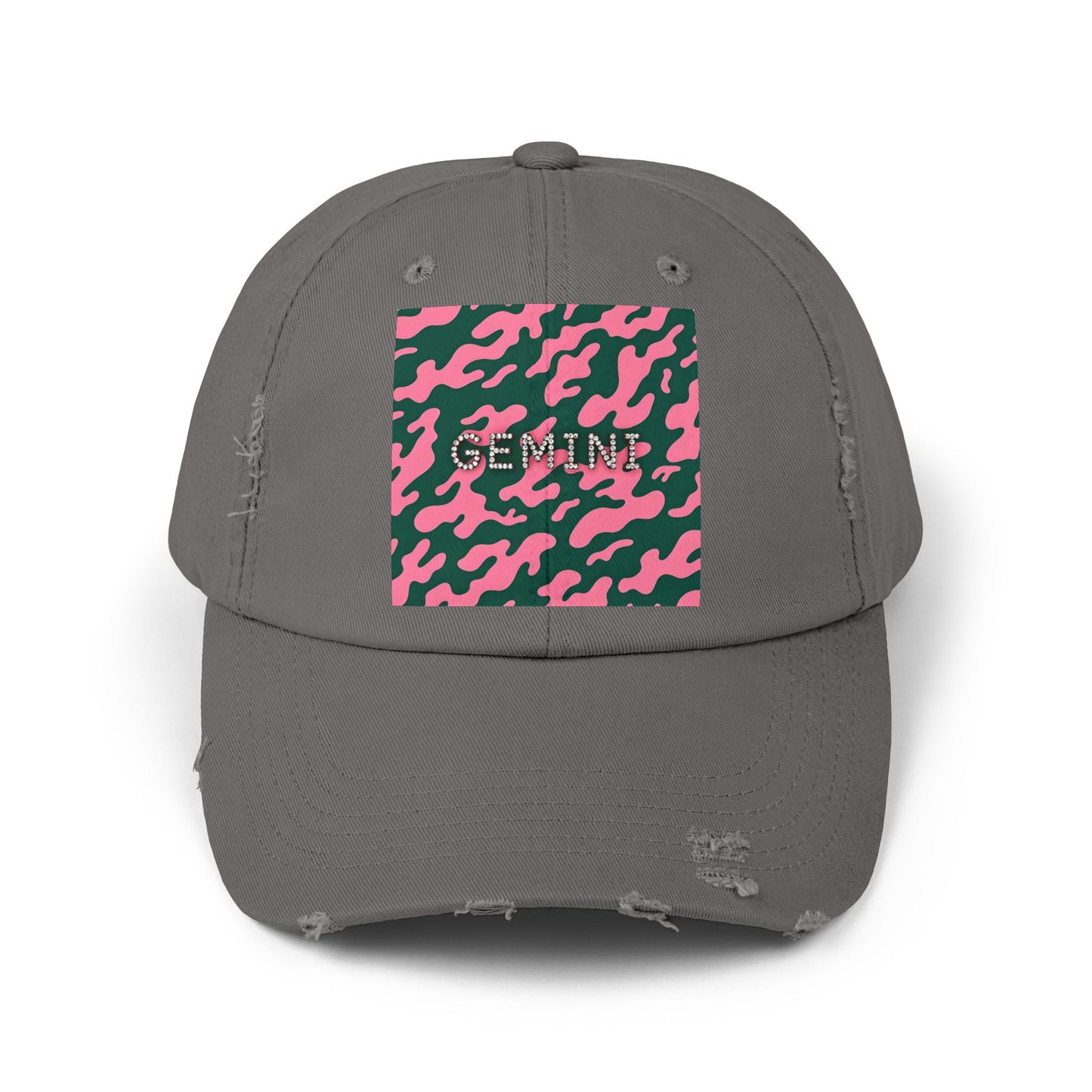 Gemini Distressed Cap - Trendy Unisex Camo Hat for Astrology Lovers