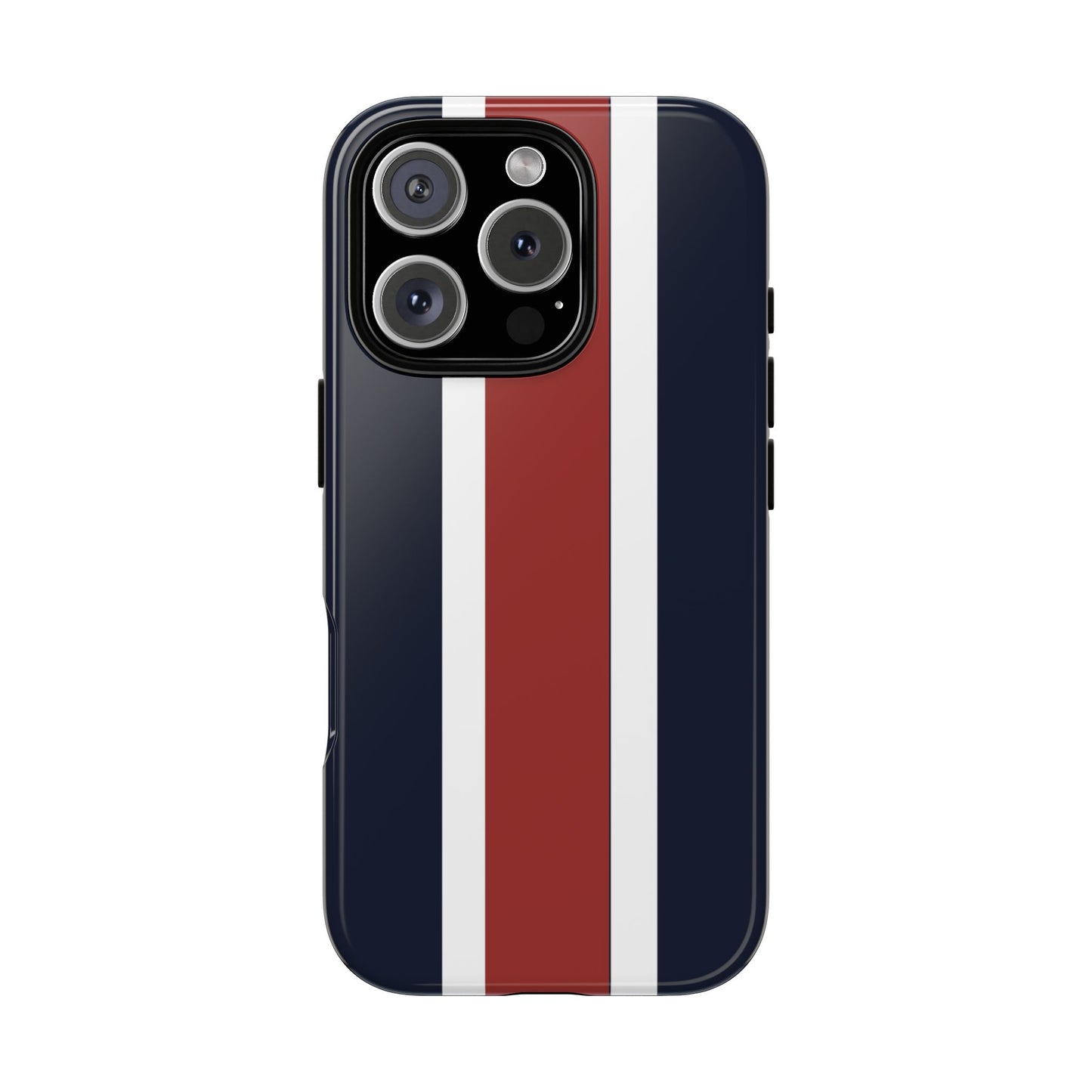 Lunar Midnight & Red-White Striped Stylish Phone Case - Tough Cases, Custom iPhone Cover, Sleek Phone Accessories, Gifts for Him/Her