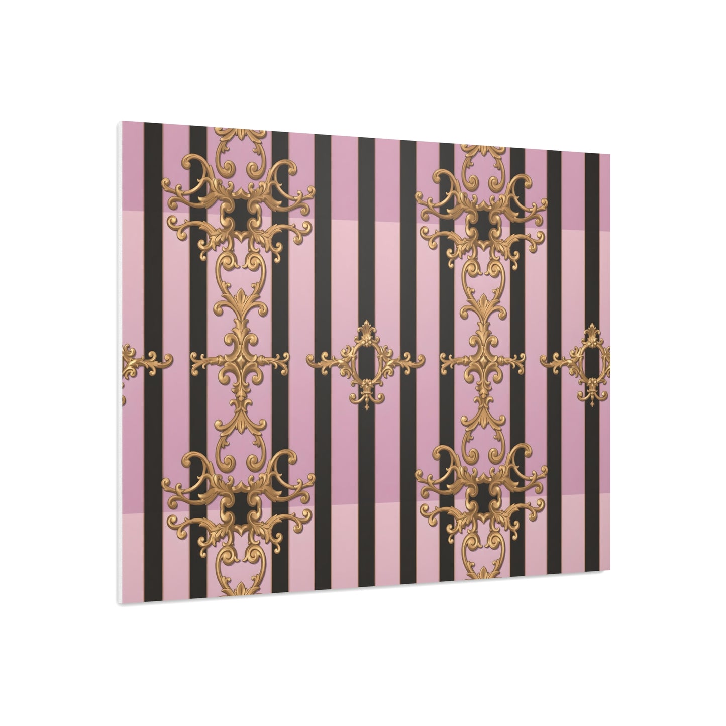 Elegant Decorative Foam Board | Wall Art, Home Decor, Office Accent, Gift Idea, Event Decoration - Lavender Ombre Striped Gold Baroque