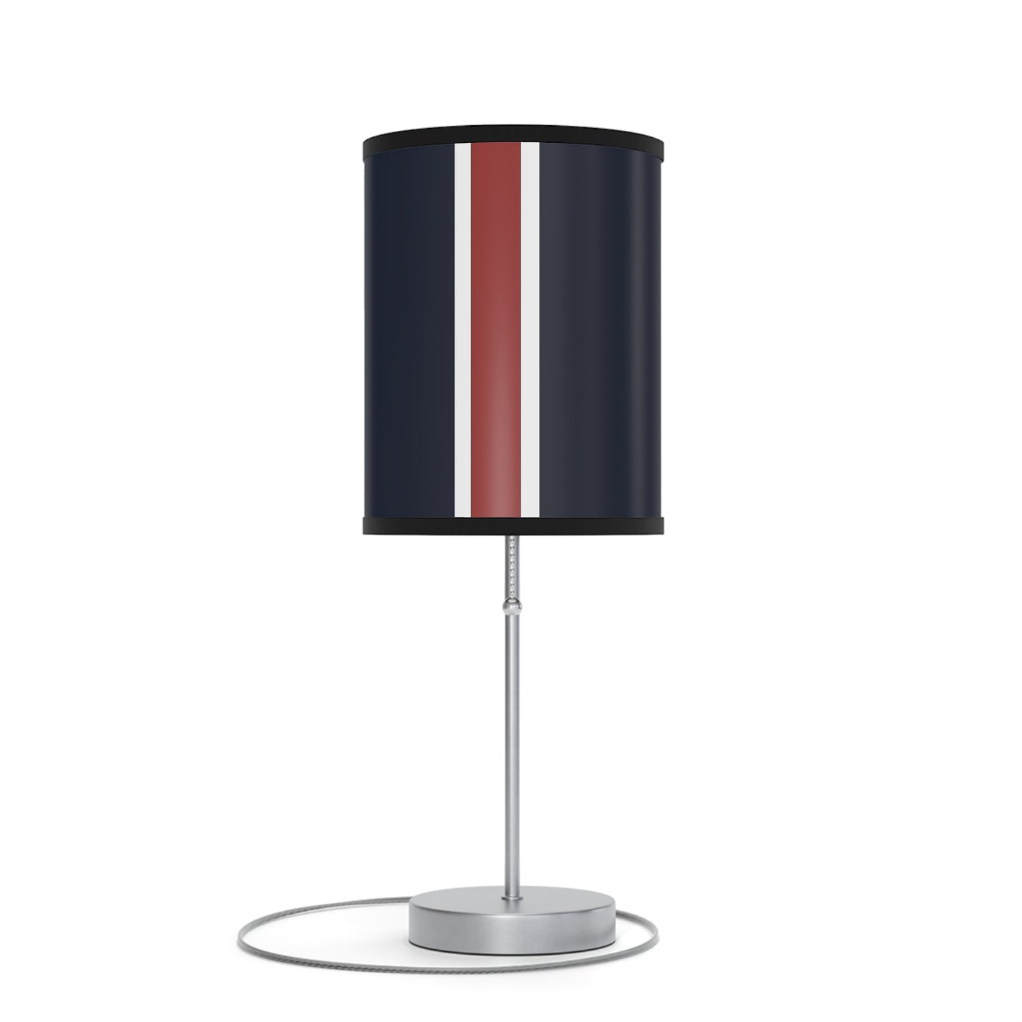 Lunar Midnight & Red-White Striped Stylish Table Lamp, Modern Home Decor, Bedroom Lighting, Unique Gift for Her, Desk Illumination