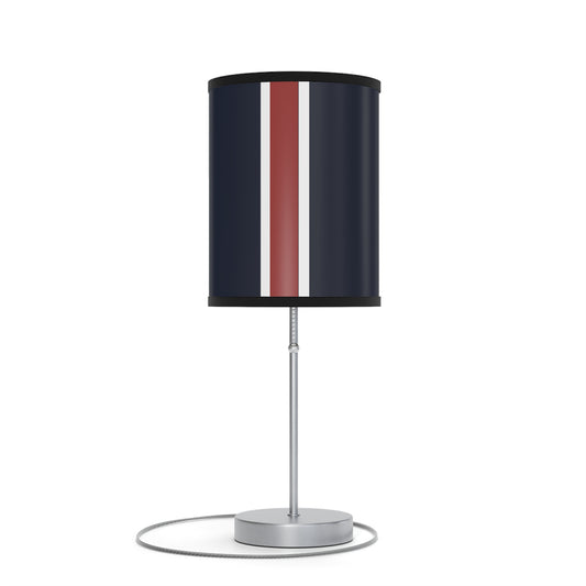 Lunar Midnight & Red-White Striped Stylish Table Lamp, Modern Home Decor, Bedroom Lighting, Unique Gift for Her, Desk Illumination
