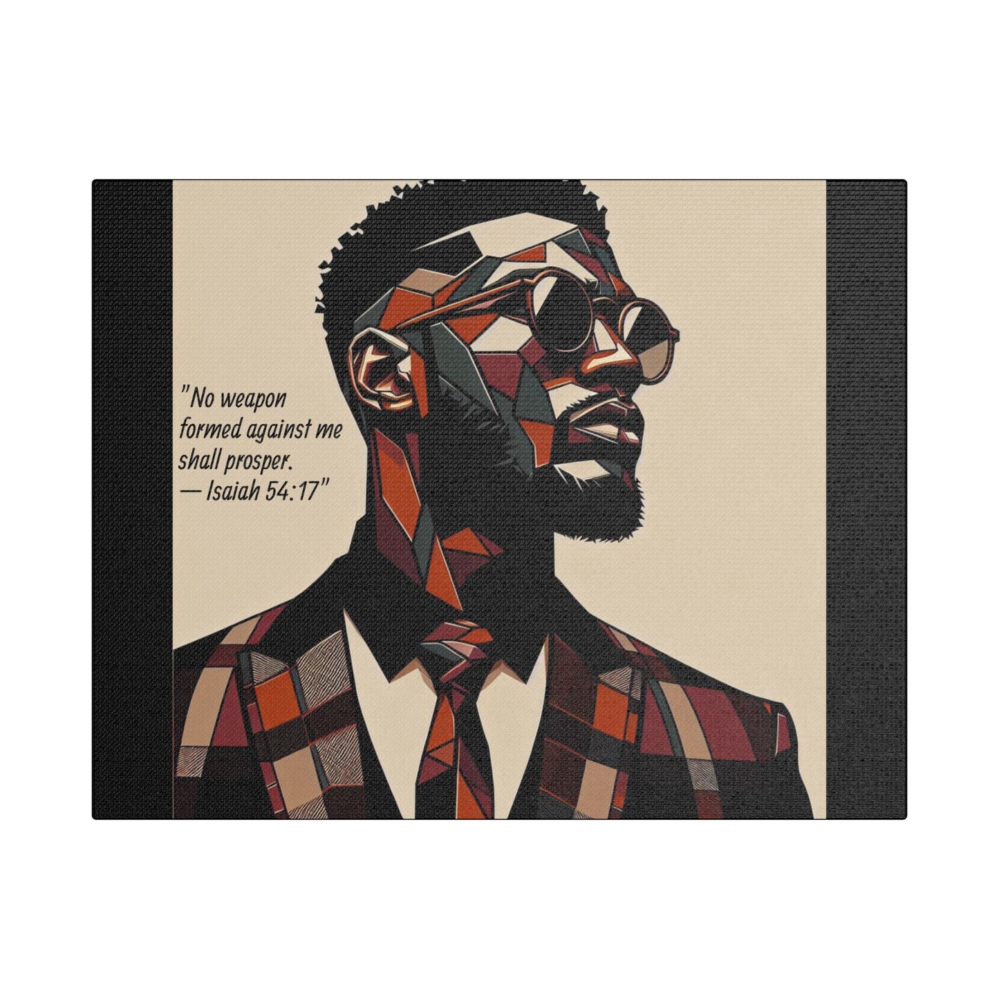 Afro Art Print Canvas, Wall Decor, Satin Stretched Canvas, African American Art, Office Decor, Home Decor - Isaiah 54:17
