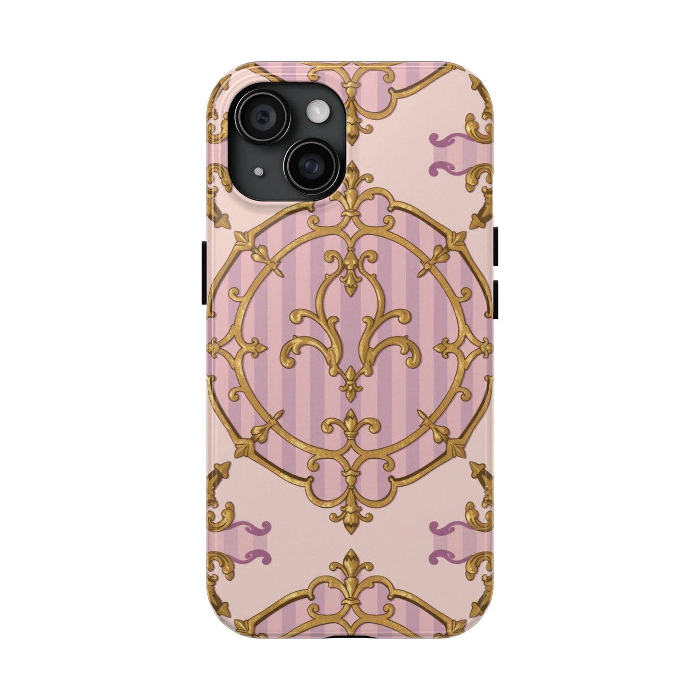 Elegant Vintage Phone Case, Tough Phone Case, Lavender & Alabaster Striped Gold Baroque Phone Cover, Stylish Phone Protector, Gift for Her