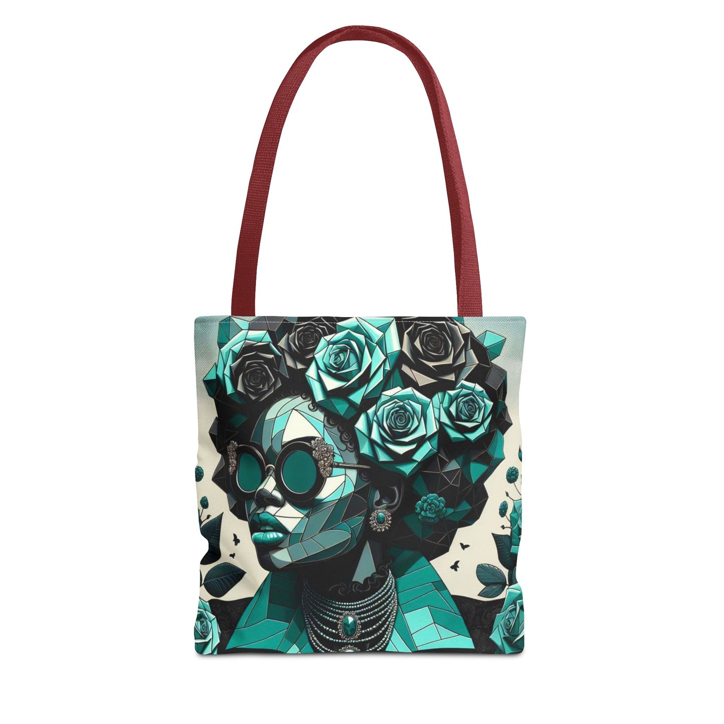 Chic Floral Tote Bag - Stylish Eco-Friendly Handbag for Everyday Use, Perfect for Gifts, Shopping, Beach, Art Lovers - Turquoise & Black Roses Lady