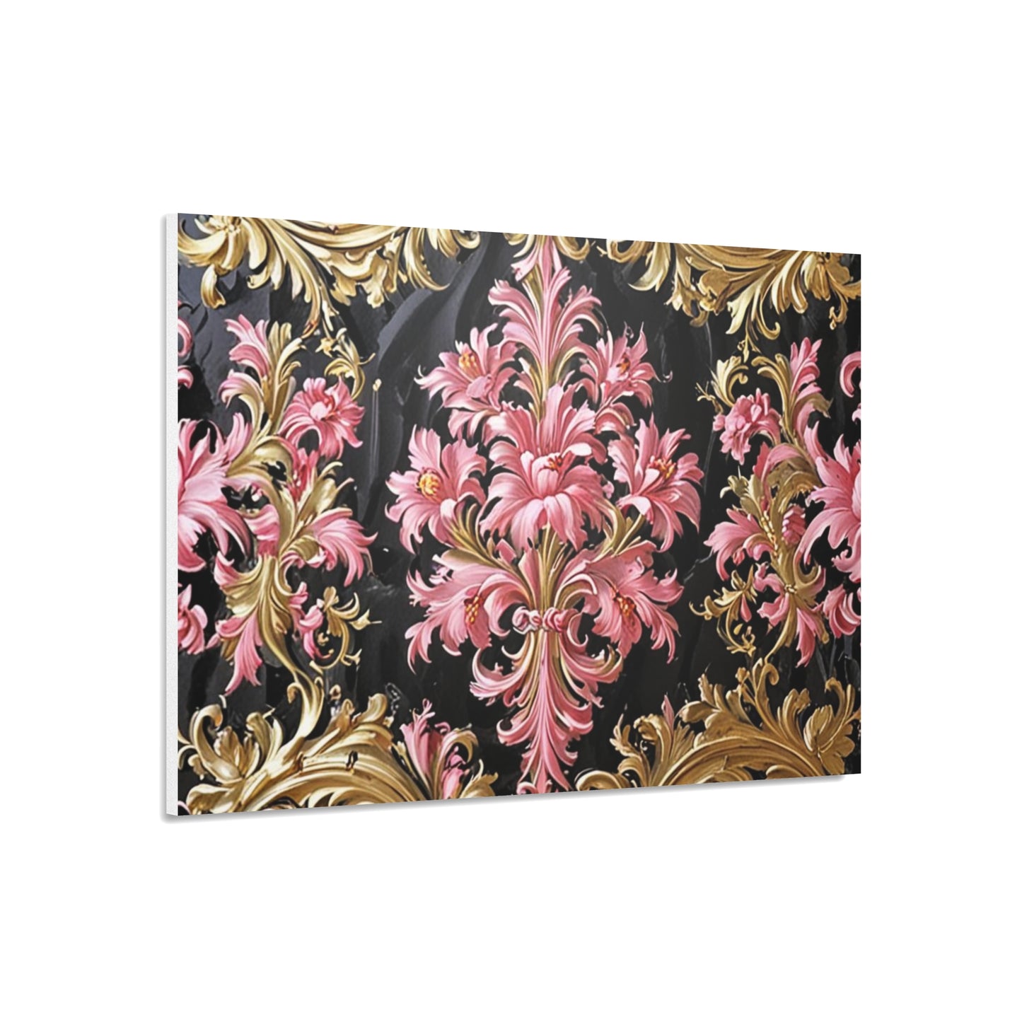 Elegant Floral Foam Board | Decorative Wall Art, Home Decor, Wedding Decor, Party Backdrop - Black & Pink Oil Painting Style Rococo