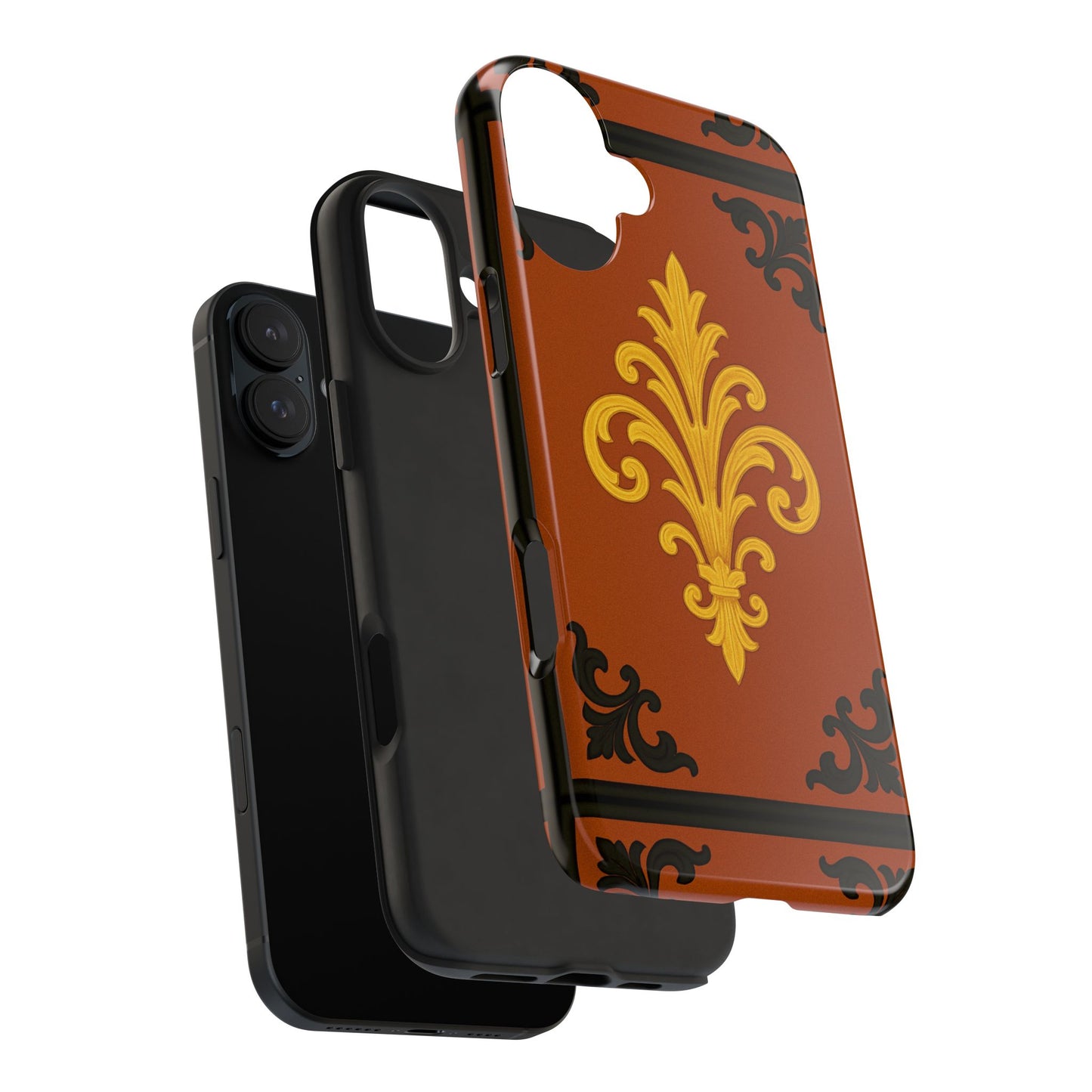 Dusk Terracotta Baroque Tough Phone Case — Vintage Baroque Design, Protective iPhone Cover