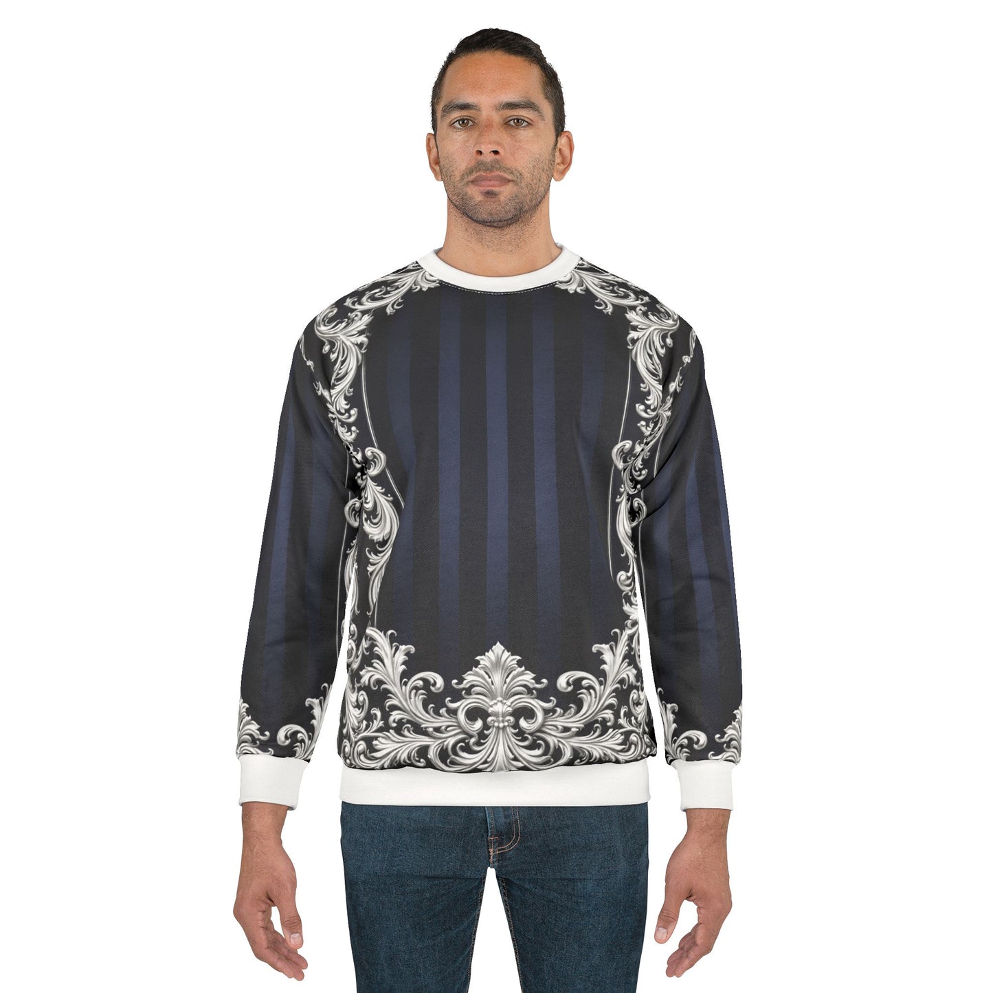 Navy Stripes & Baroque Sweatshirt