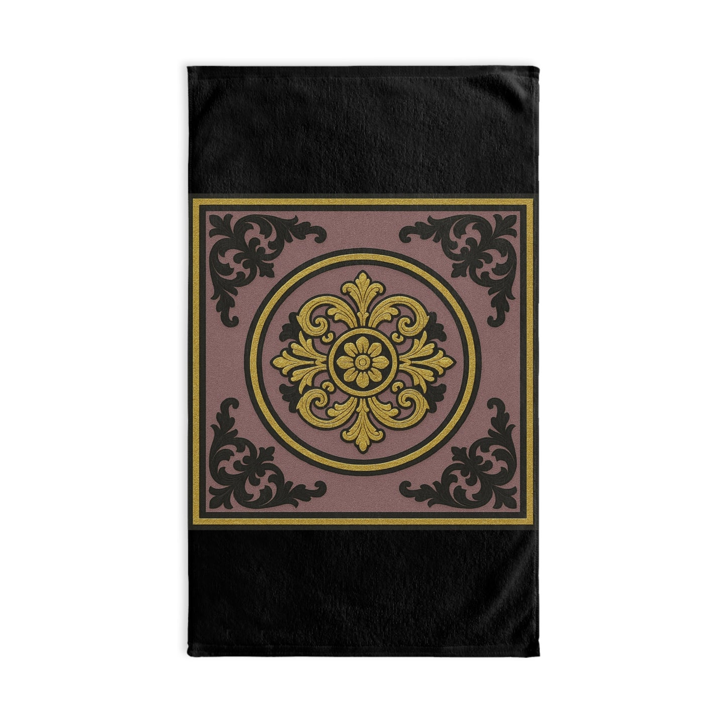 Elegant Gilded Mauve With Gold-Black Baroque Decorative Hand Towel, Luxury Bathroom Accessory, Kitchen Decor, Gift for Her, Home Essentials