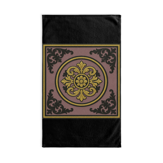 Elegant Gilded Mauve With Gold-Black Baroque Decorative Hand Towel, Luxury Bathroom Accessory, Kitchen Decor, Gift for Her, Home Essentials