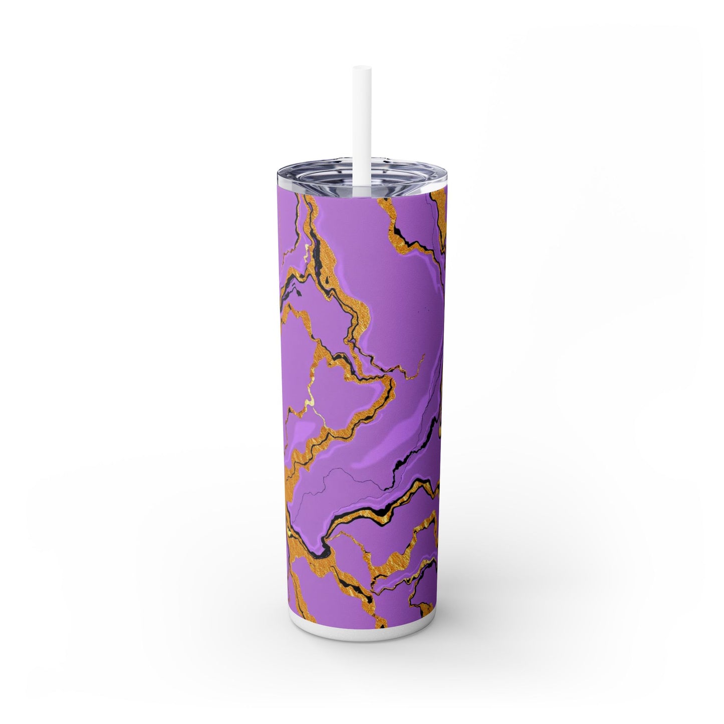 Stylish Marble Lavender Skinny Tumbler, 20oz - Trendy Drinkware for Home, Office, Travel, Gifts, Women, Fashionable Beverages