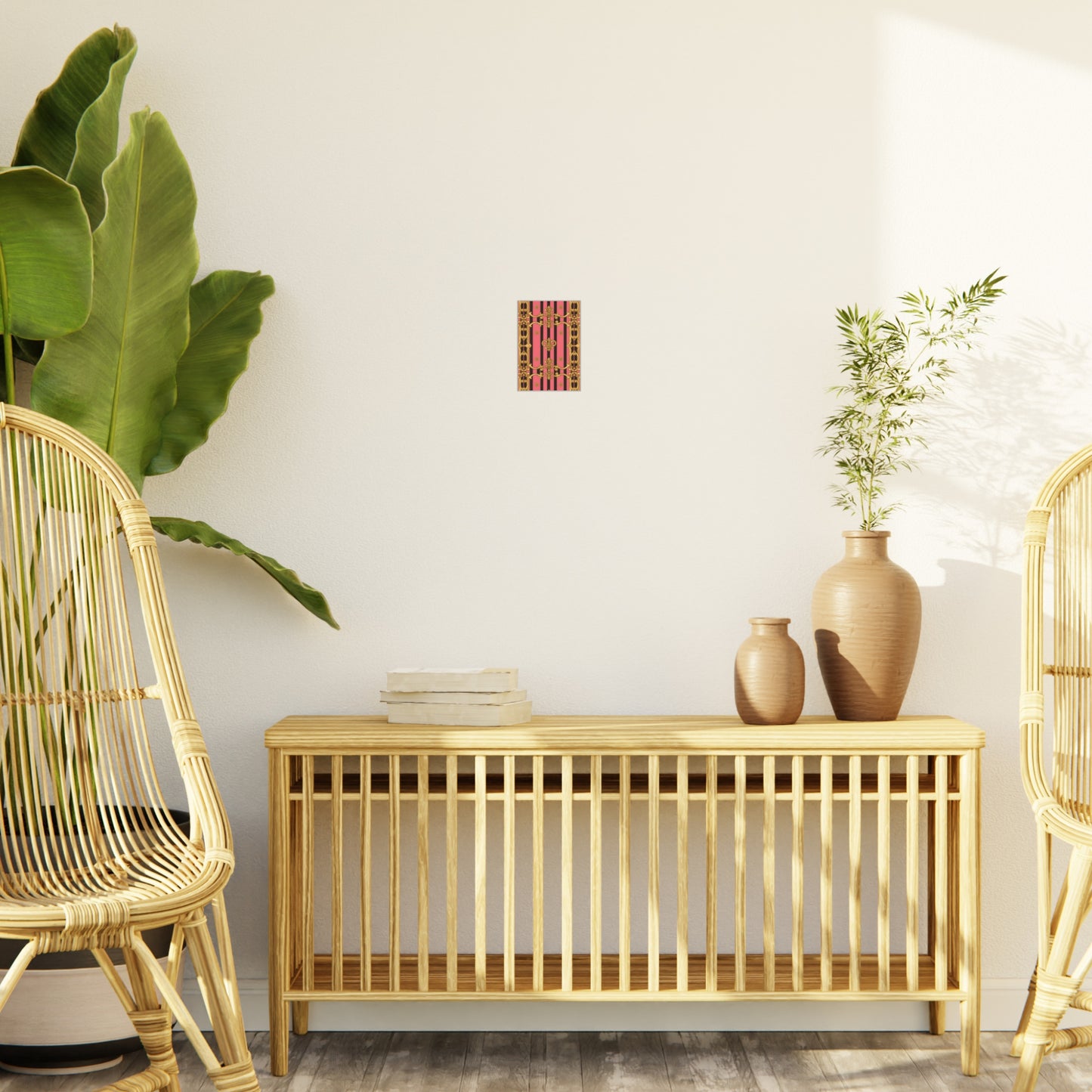 Elegant Decorative Foam Board - Chic Wall Decor, Glam Home Art, Stylish Backdrop, Gift for Her - Pink & Black Striped Gold Baroque