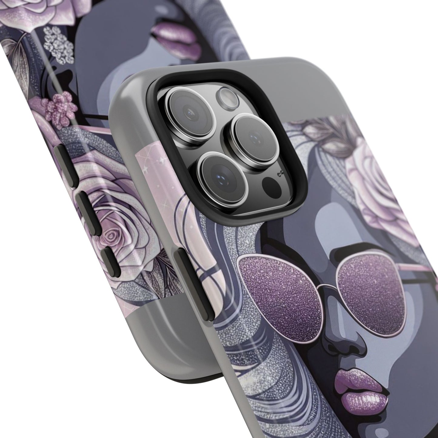 Glamorous Floral Tough Phone Case - Chic Protection for Trendsetters - Lilac & Lavender