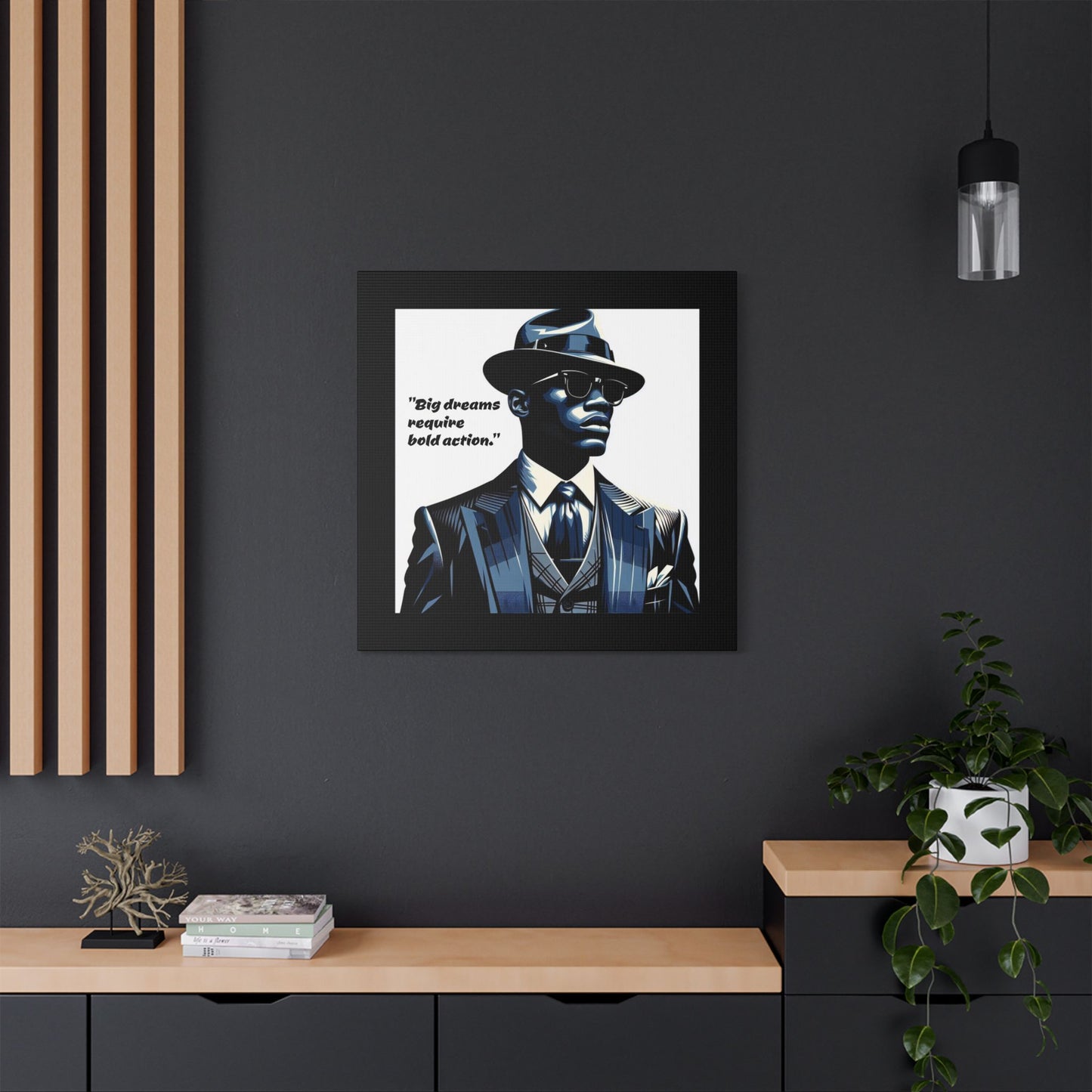 Afro Art Print Canvas, Wall Decor, Satin Stretched Canvas, African American Art, Office Decor, Home Decor - "Big dreams require bold action."