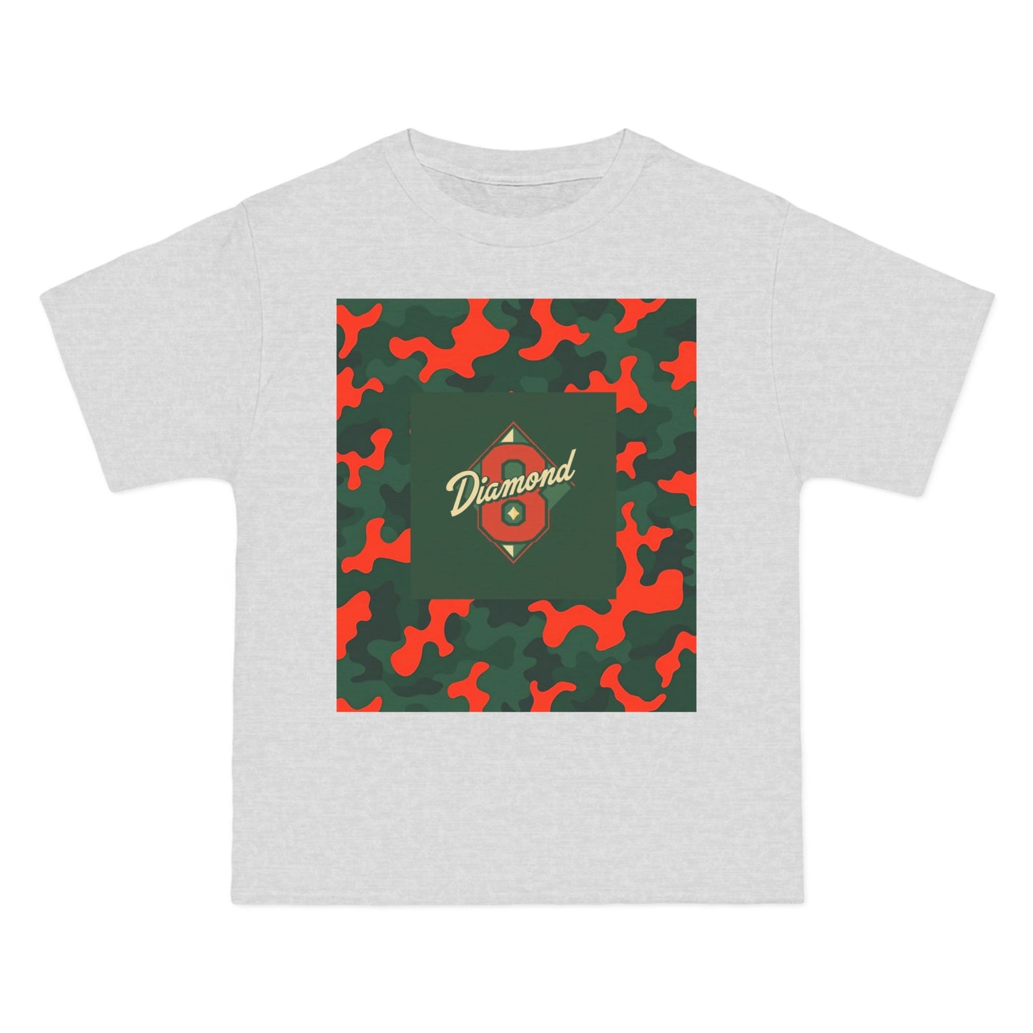 Camo Graphic Tee, Unisex, Trendy Streetwear, Stylish Summer Top, Perfect for Casual Outings - Green & Orange Camo Diamond 8