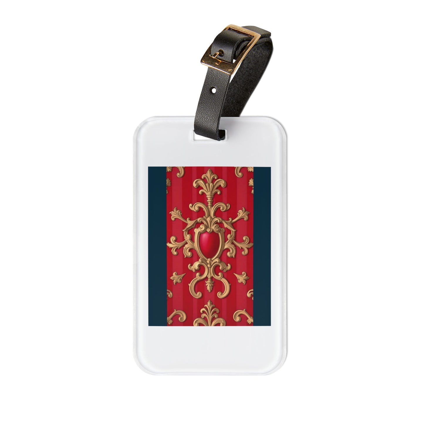 Stylish Luggage Tag, Travel Accessory, Personalized Luggage ID, Gift for Travelers, Vacation Essentials - Blue, Red & White Striped Baroque