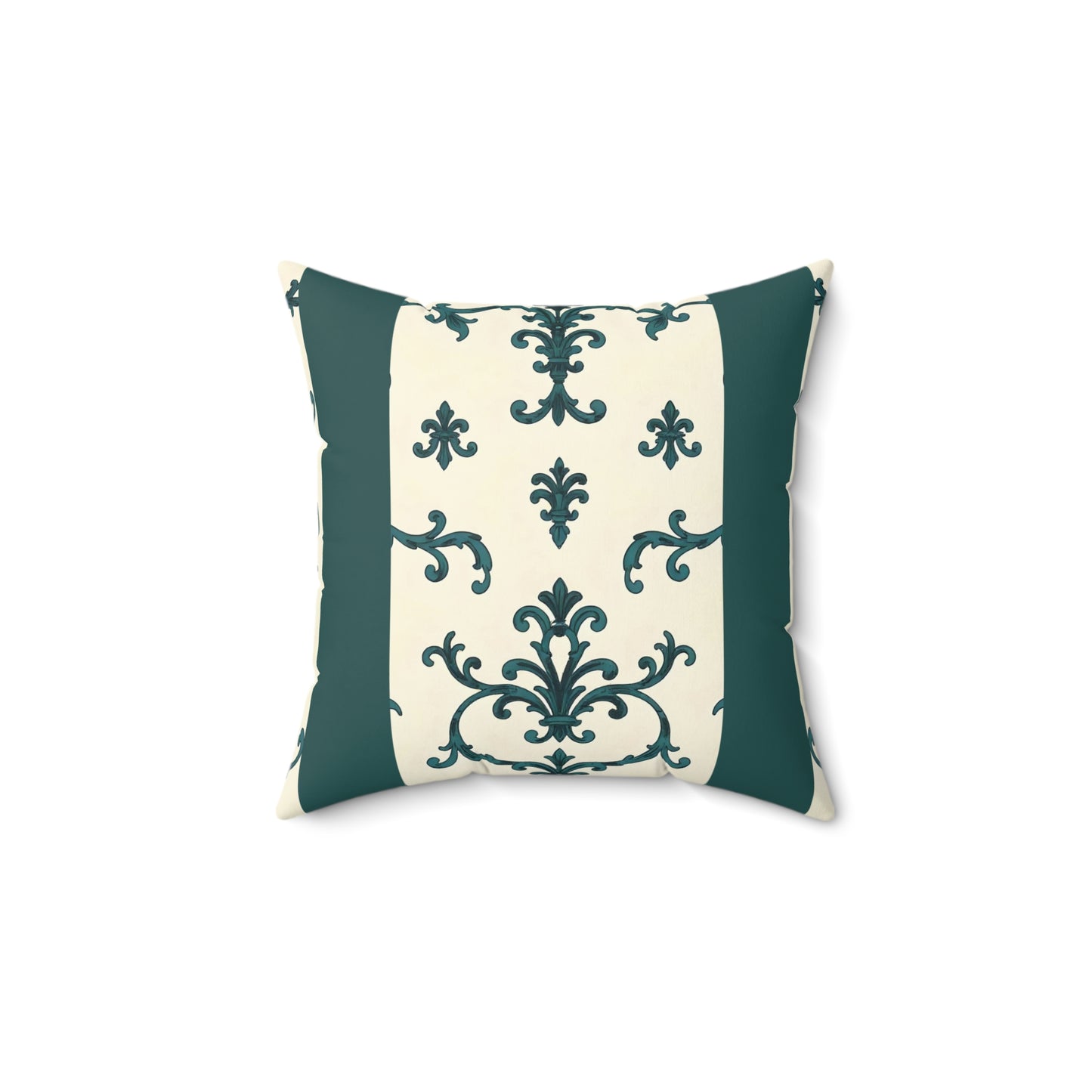 Spun Polyester Square Pillow - Teal Striped Rococo