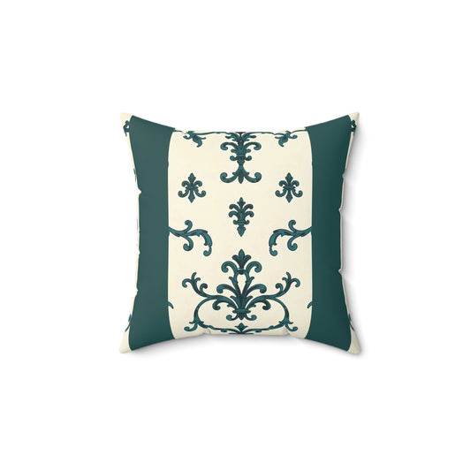 Spun Polyester Square Pillow - Teal Striped Rococo
