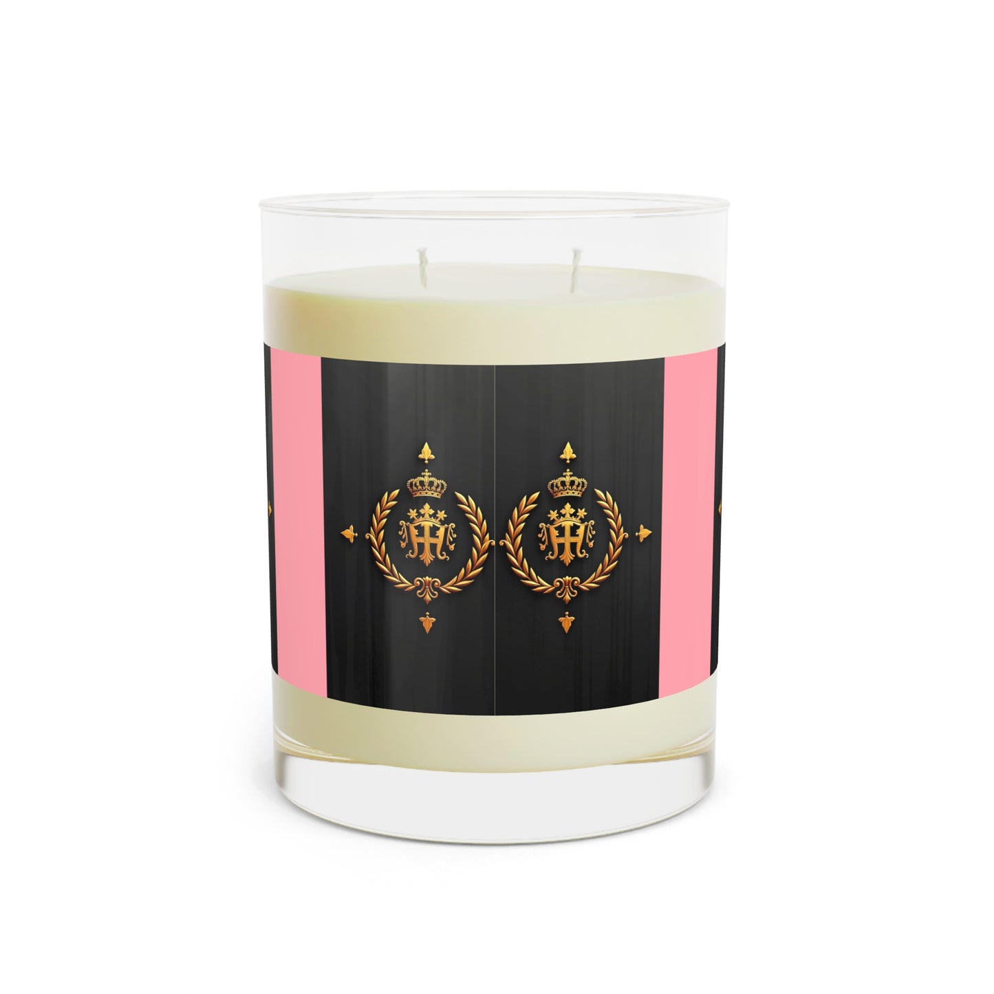 Elegant Gold Crown Scented Candle - Glamorous Home Decor, Wedding Gift, Aromatherapy, Luxurious Fragrance - Pink Striped Gold Crest