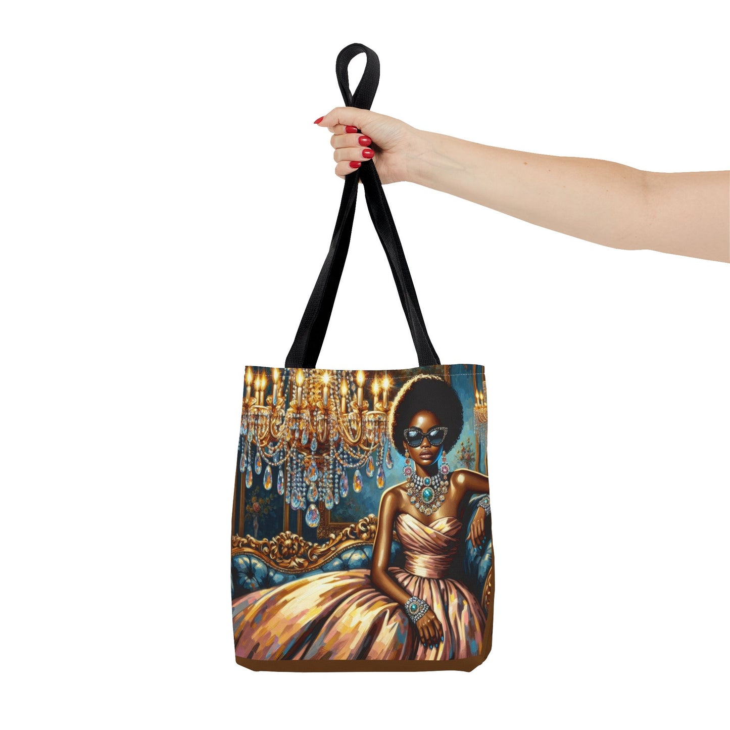 Elegant Fashion Tote Bag, Chic Handbag for Women, Stylish Shopping Bag, Glamorous Gift for Her, Art Tote - Elegant Lady & Chandelier