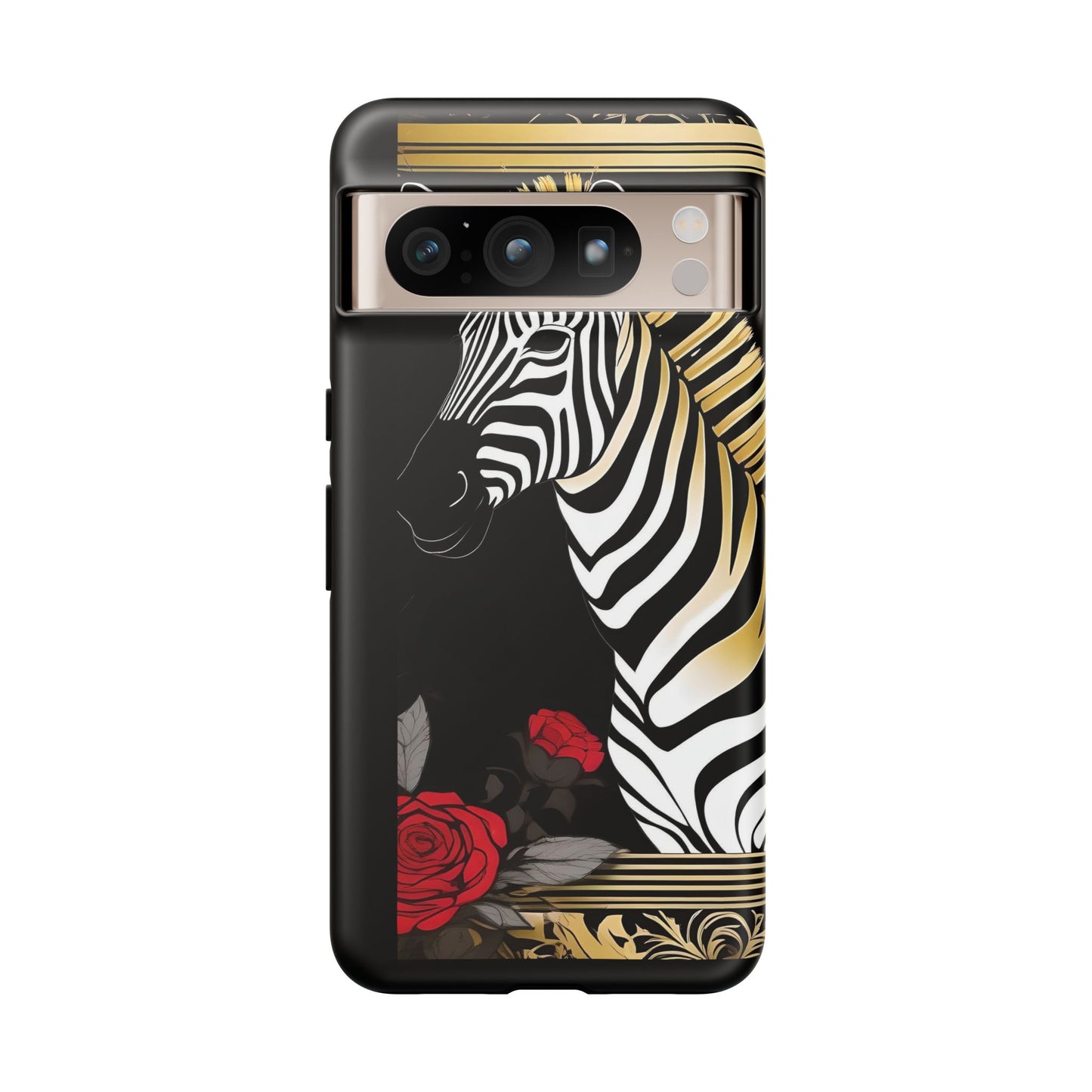 Phone Case - Elegant Zebra & Roses Design