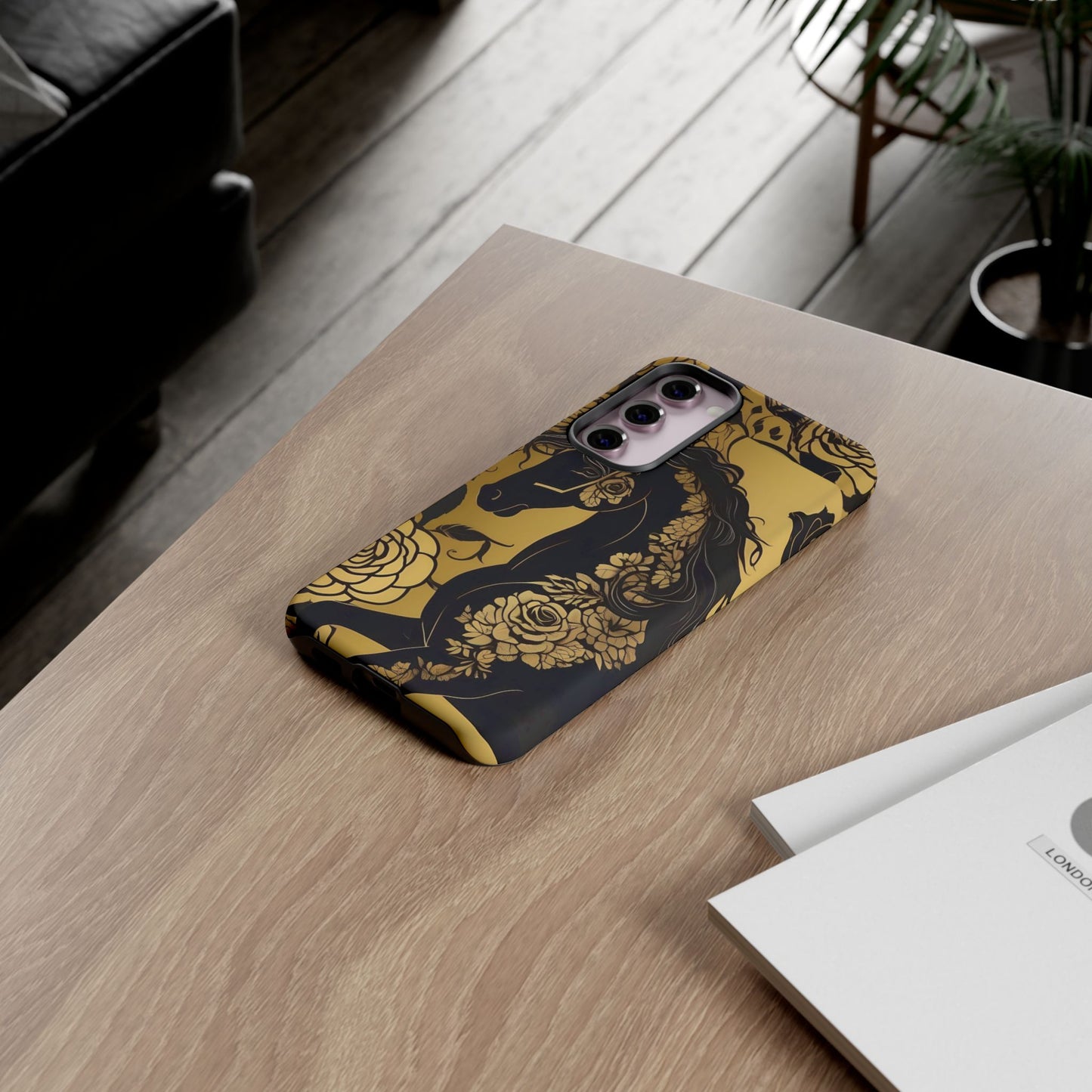 Phone Case - Elegant Horse & Roses Design