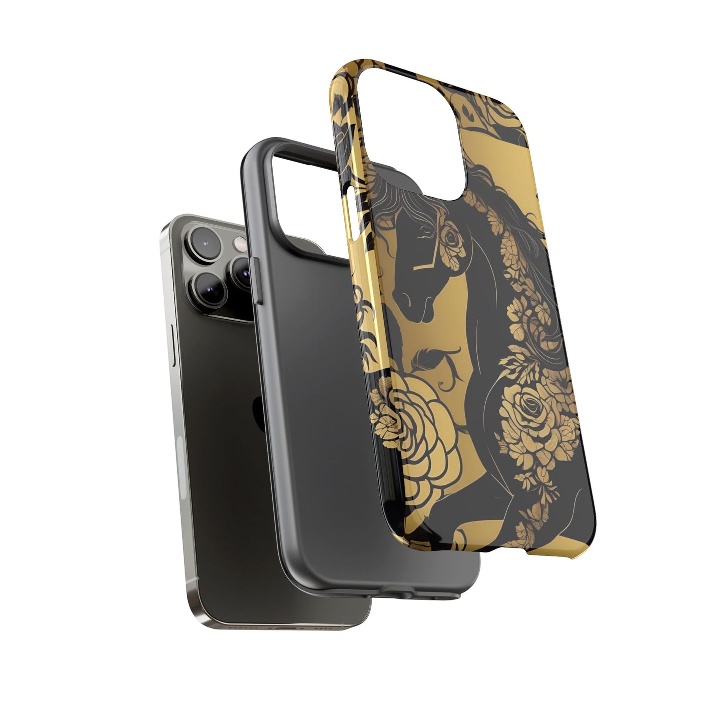 Phone Case - Elegant Horse & Roses Design