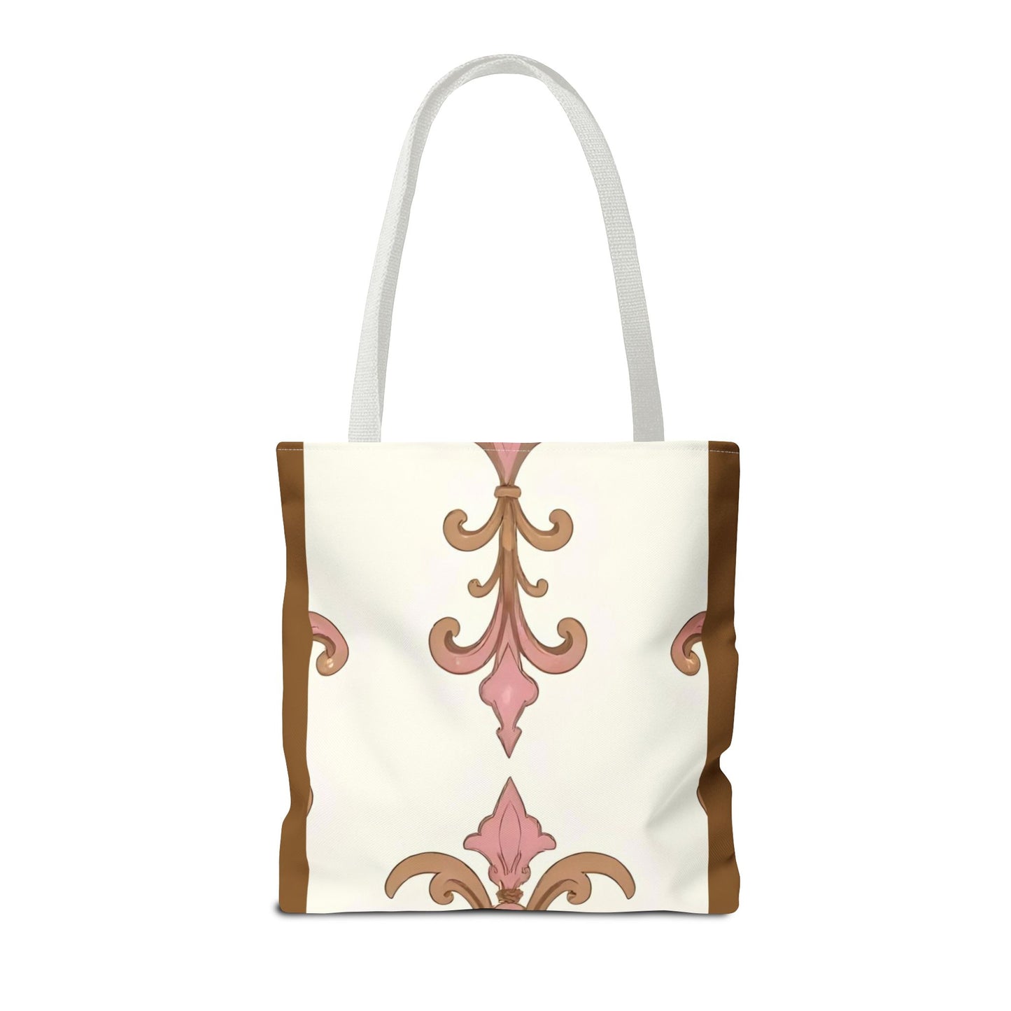 Elegant Floral Tote Bag - Perfect for Everyday Use, Shopping, Gifts, Summer Outings, and Special Occasions - Brown Striped Pink Arabesque