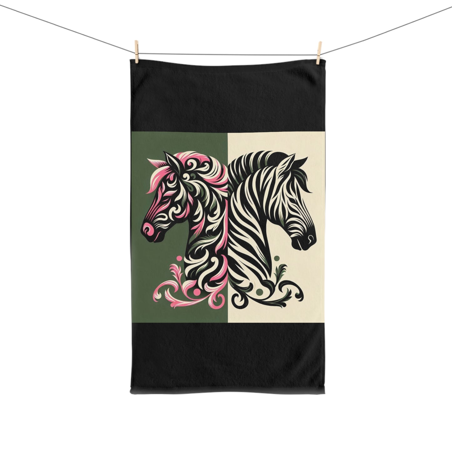 Hand Towel - Luxurious Ornate Zebras & Damask Design - Elegant Home Décor