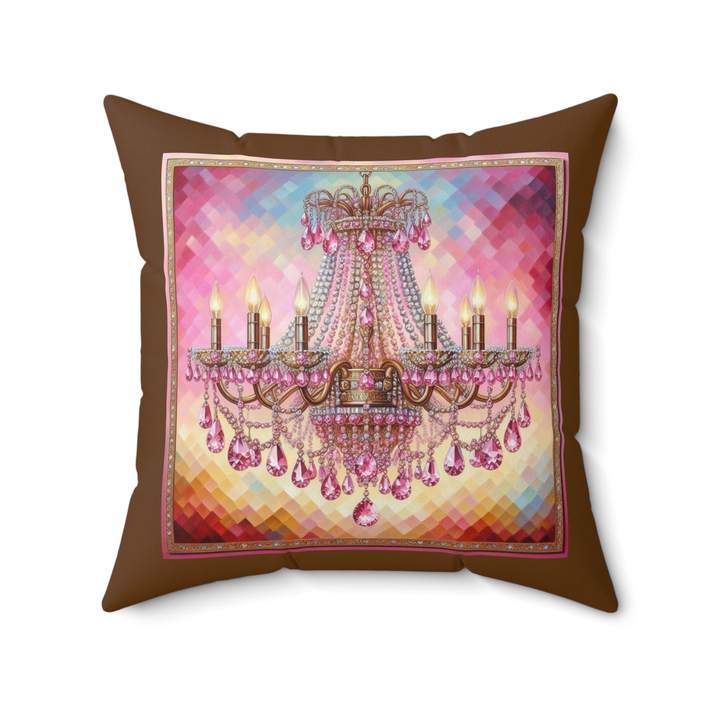 Chic Chandelier Pillow, Decorative Home Decor, Pillow for Living Room, Luxury Accent Pillow, Gift for Housewarming, Pink Chandelier Art