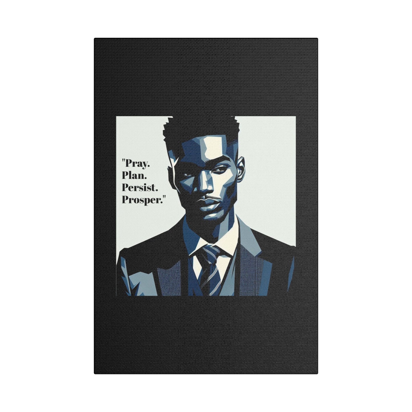 Afro Art Print Canvas, Wall Decor, Satin Stretched Canvas, African American Art, Office Decor, Home Decor - "Pray. Plan. Persist. Prosper."