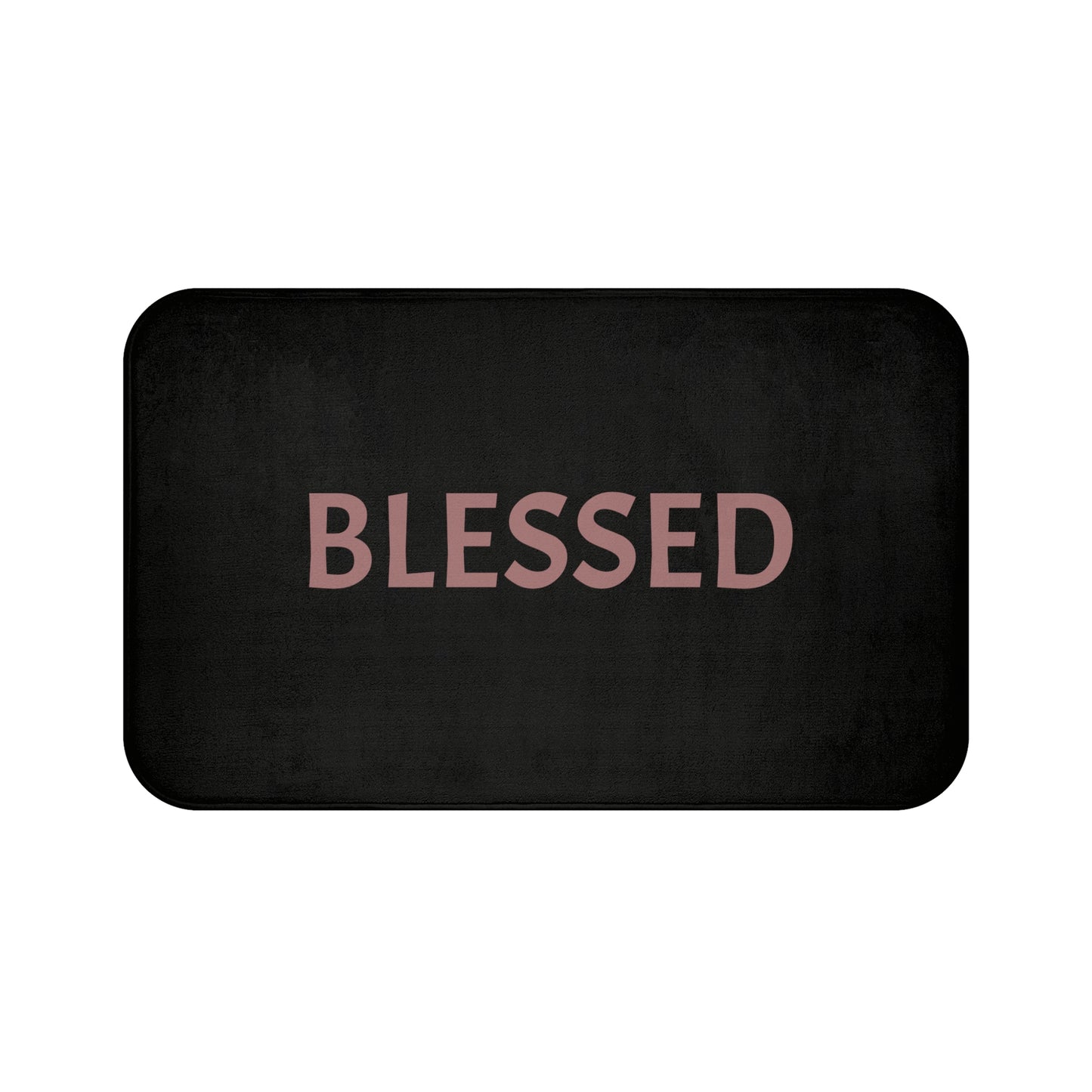 Blessed Bath Mat, Inspirational Home Decor, Religious Gift, Bathroom Accessory, Cozy Rug, Housewarming Gift - Mauve Lettering