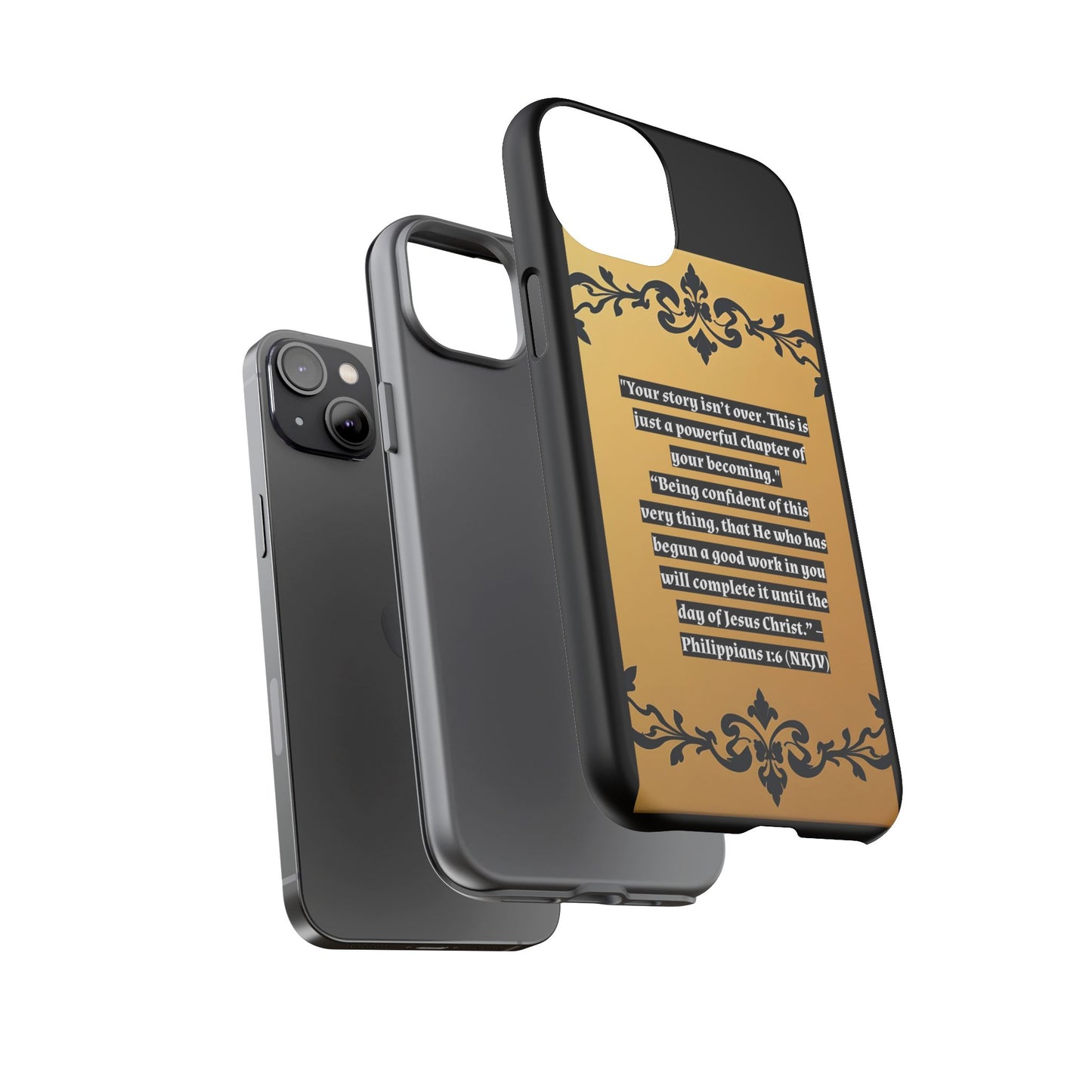 Elegant Floral Motif Phone Case - Tough Cases with Vintage Design - "Your story isn't over"