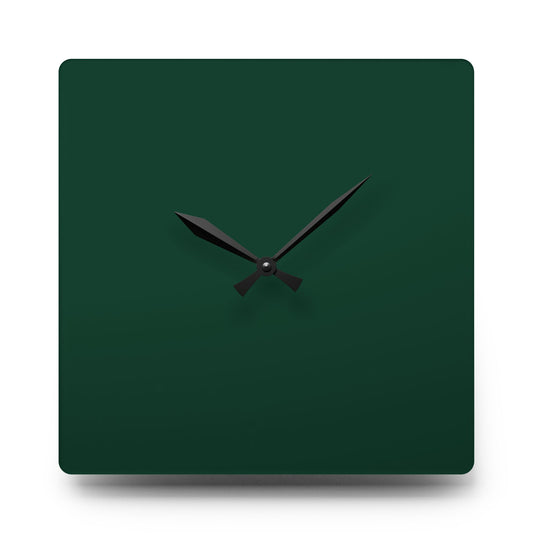Modern Midnight Green Minimalist Acrylic Wall Clock, Home Decor, Stylish Timepiece, Gift for Housewarming, Office or Living Room, Green Accent
