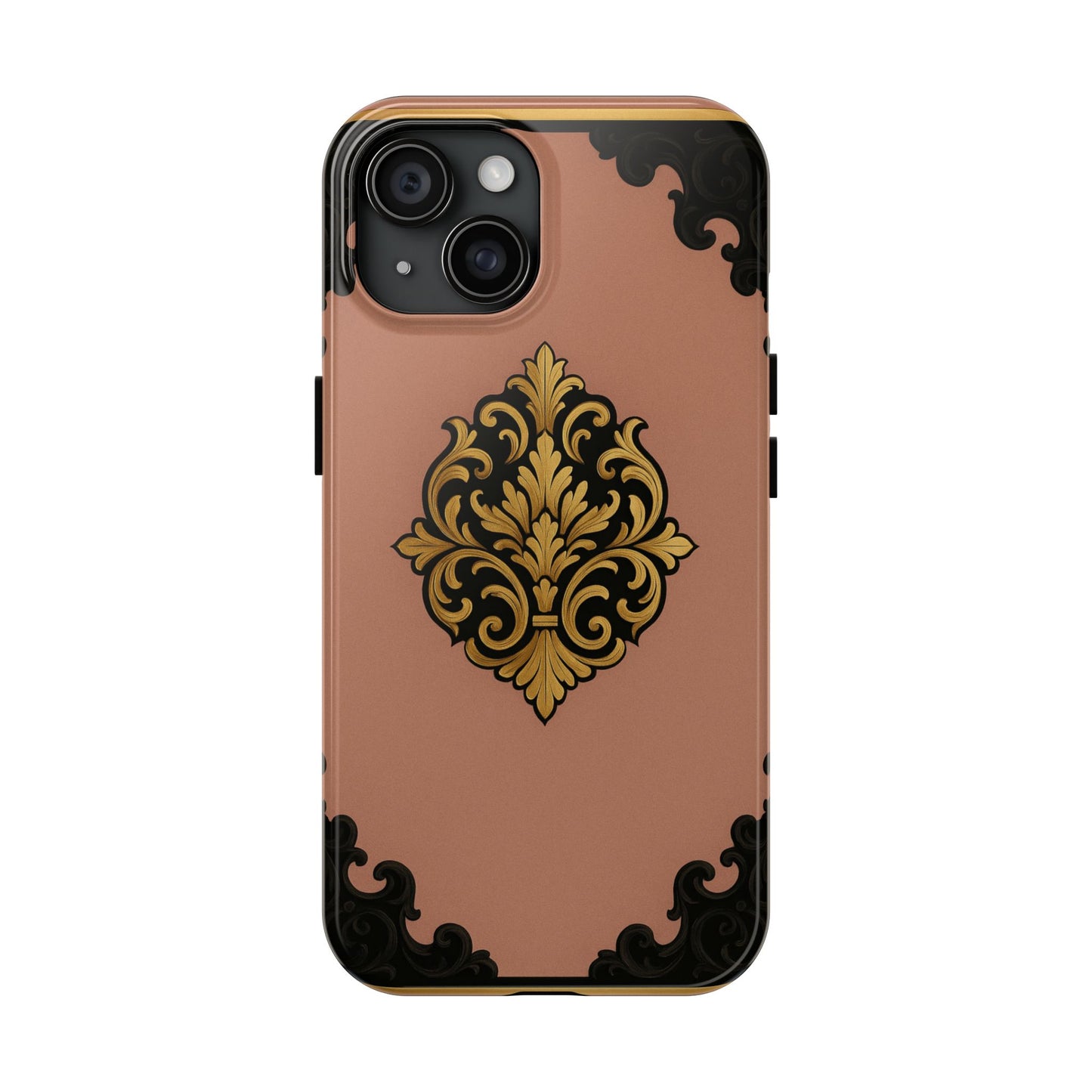 Mauve & Black-Gold Baroque Tough Phone Case — Ornate Protective iPhone Cover
