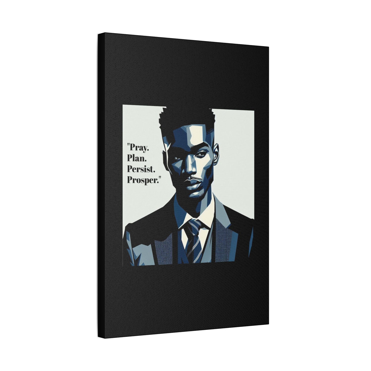 Afro Art Print Canvas, Wall Decor, Satin Stretched Canvas, African American Art, Office Decor, Home Decor - "Pray. Plan. Persist. Prosper."