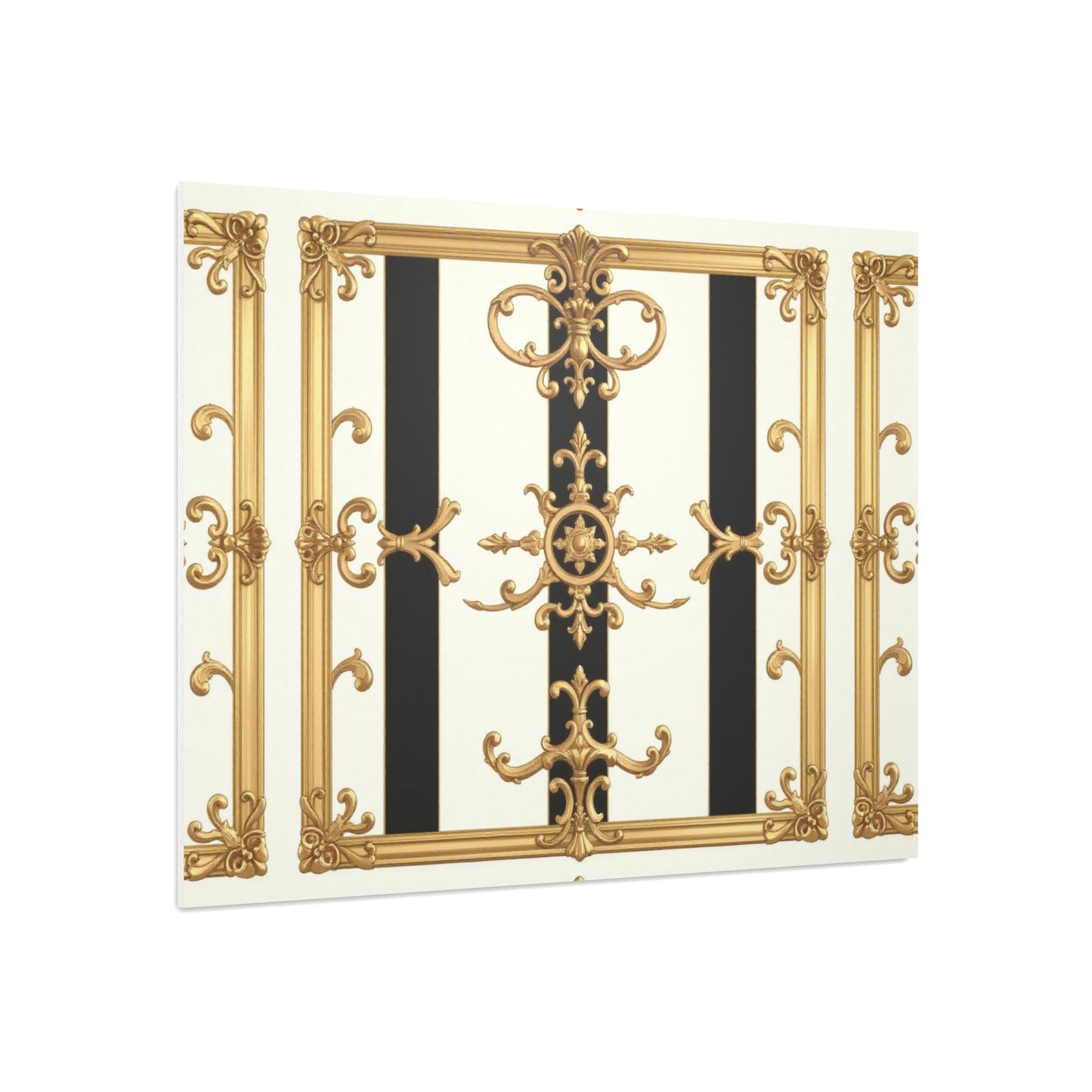 Elegant Foam Board Wall Art, Decorative Display, Home Decor, Office Decor, Visual Boards, Art Displays - Black & White Striped Gold Baroque