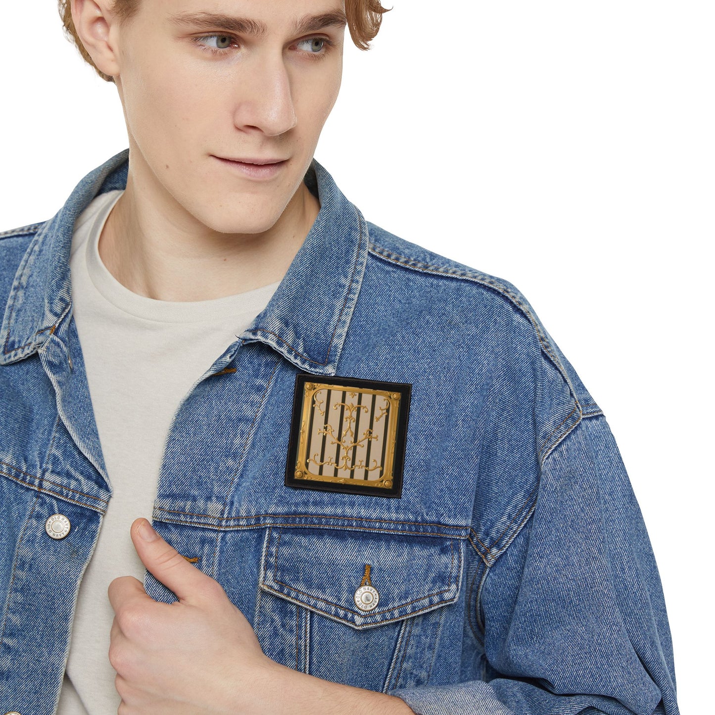 Iron-On Patches - Beige Striped Gold Rococo