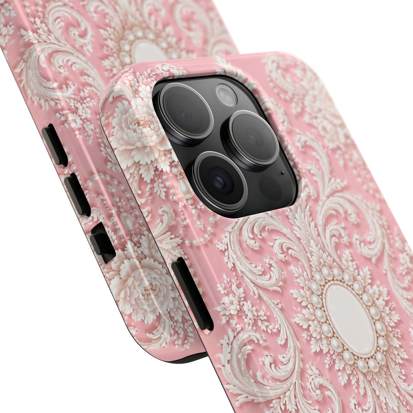Pink Rococo Elegant Floral Tough Phone Case - Pink Vintage Design