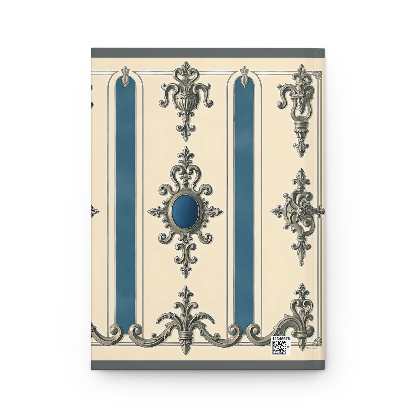 Elegant Vintage Hardcover Journal, Classic Notebook, Travel Diary, Gift for Writers, Journal - Alabaster & Ocean Blue Baroque