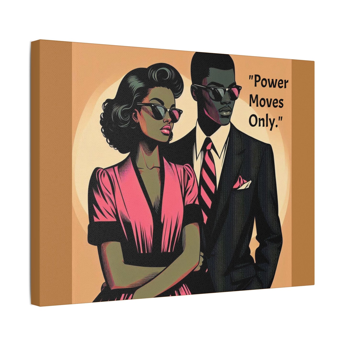 Afro Art Print Canvas, Wall Decor, Satin Stretched Canvas, African American Art, Office Decor, Home Decor - "Power Moves Only."