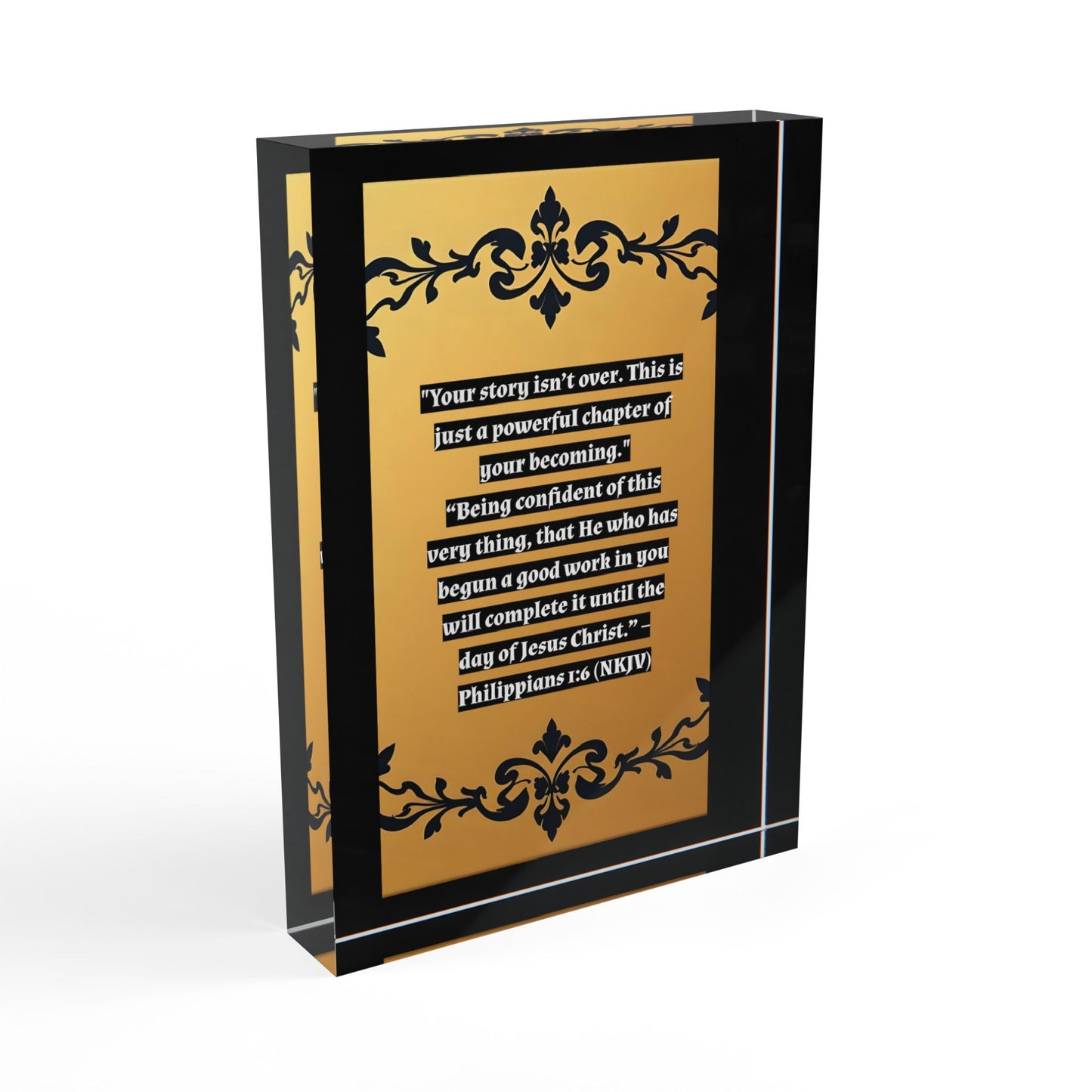 Inspirational Photo Block - Uplifting Scripture Decor for Home or Office - "Your story isn't over"