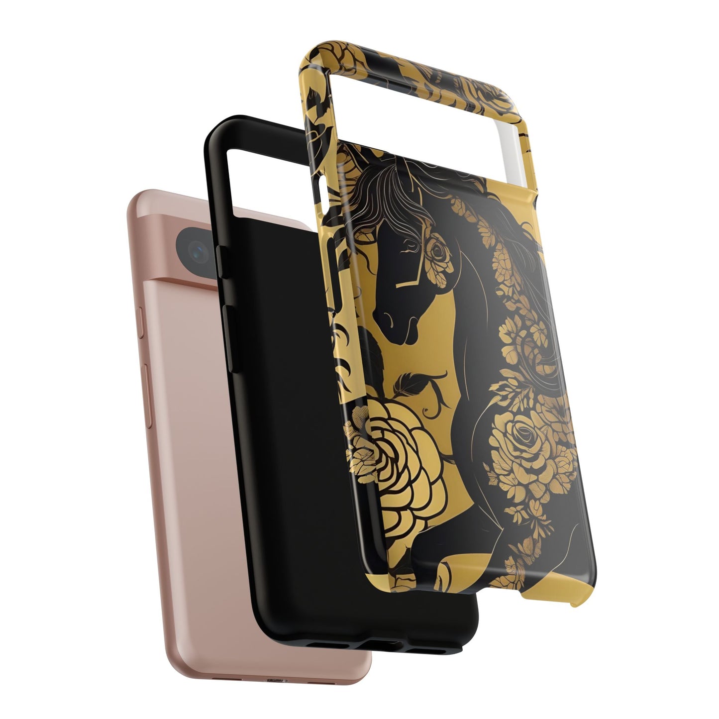 Phone Case - Elegant Horse & Roses Design