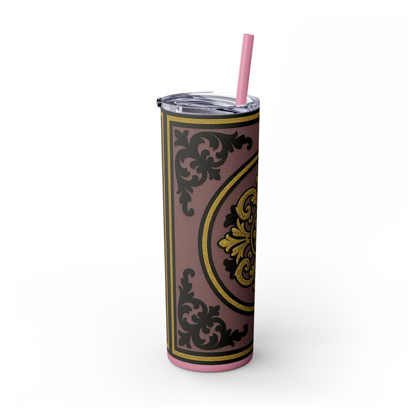 Gilded Mauve With Gold-Black Baroque Tumbler, Elegant Drinkware for Home, Travel, Gifts, Parties, Personalized Beverage Holder