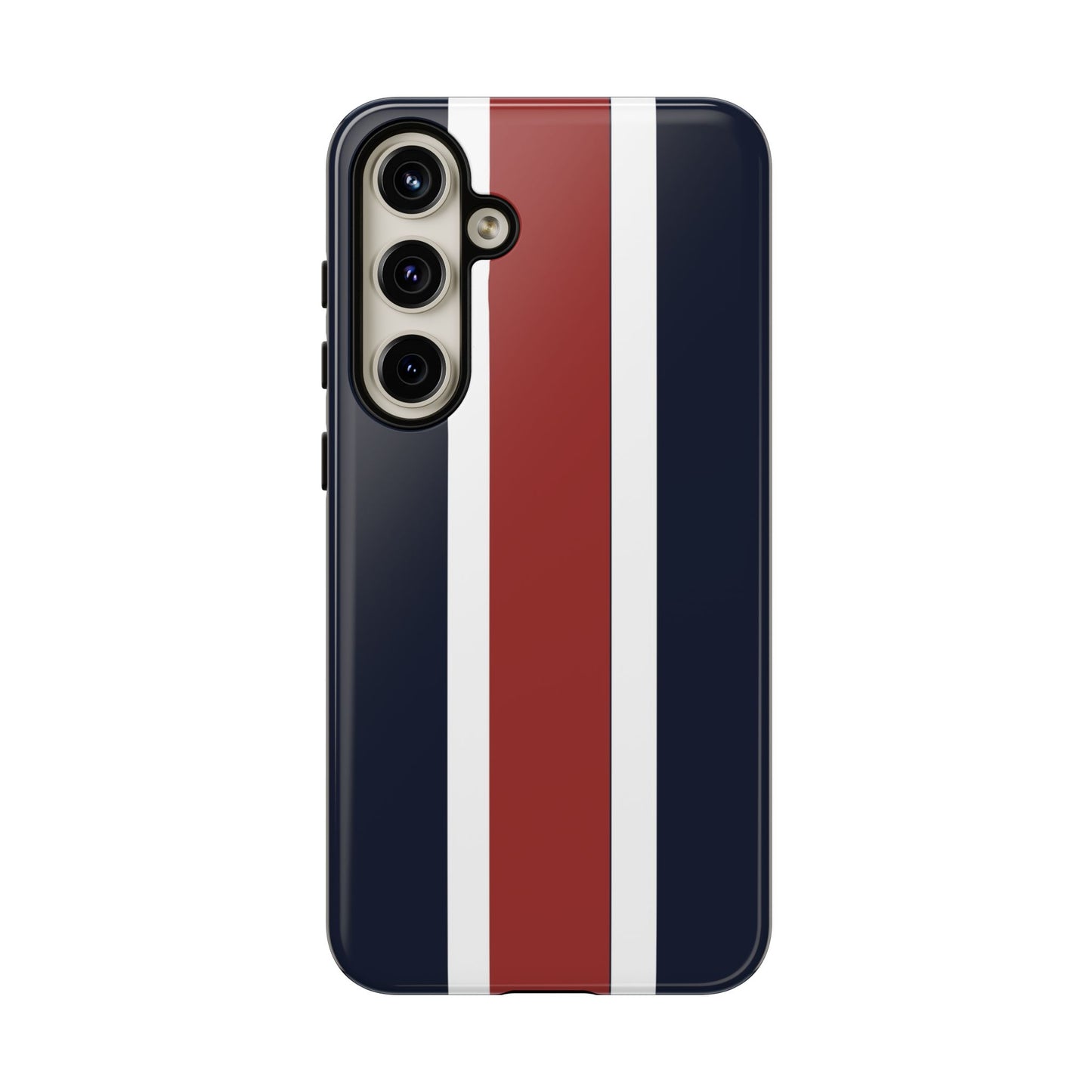 Lunar Midnight & Red-White Striped Stylish Phone Case - Tough Cases, Custom iPhone Cover, Sleek Phone Accessories, Gifts for Him/Her
